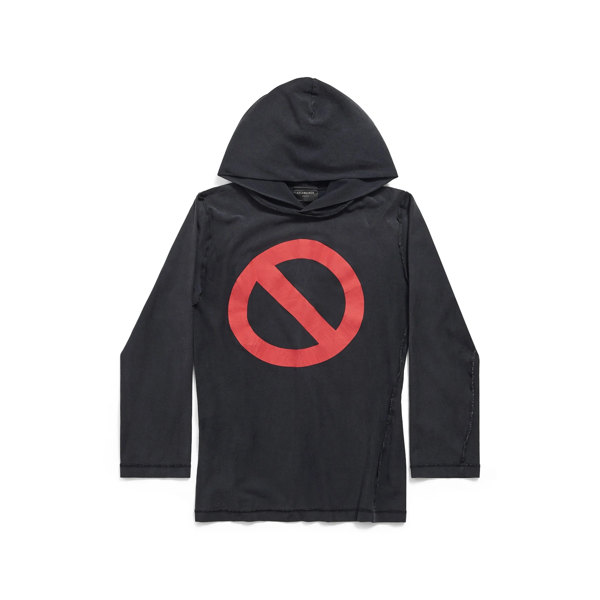 Inside Out Long Sleeve Hooded T-Shirt - Faded Black/W