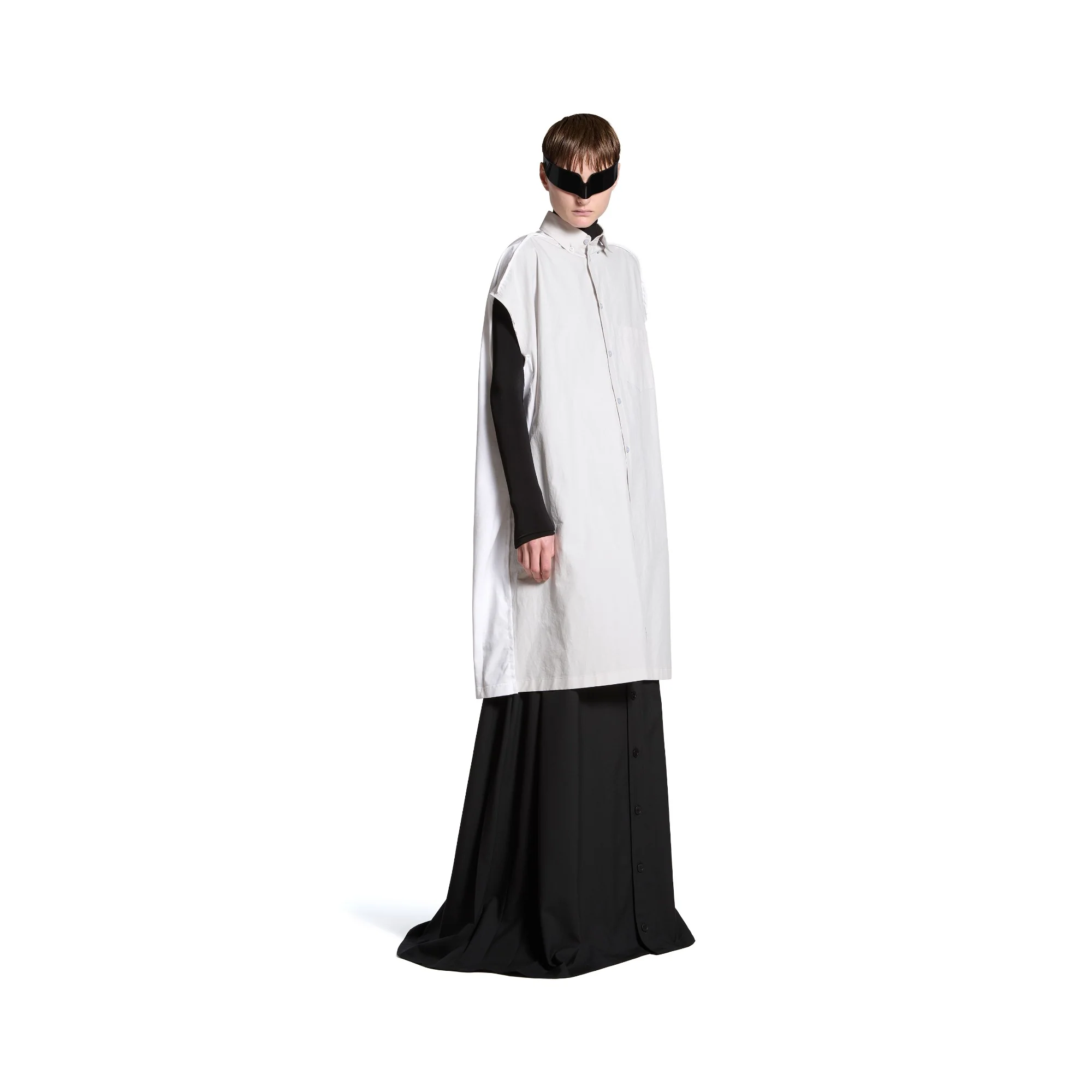 Sleeveless Hybrid Shirt Dress - Dirty White - Image 4