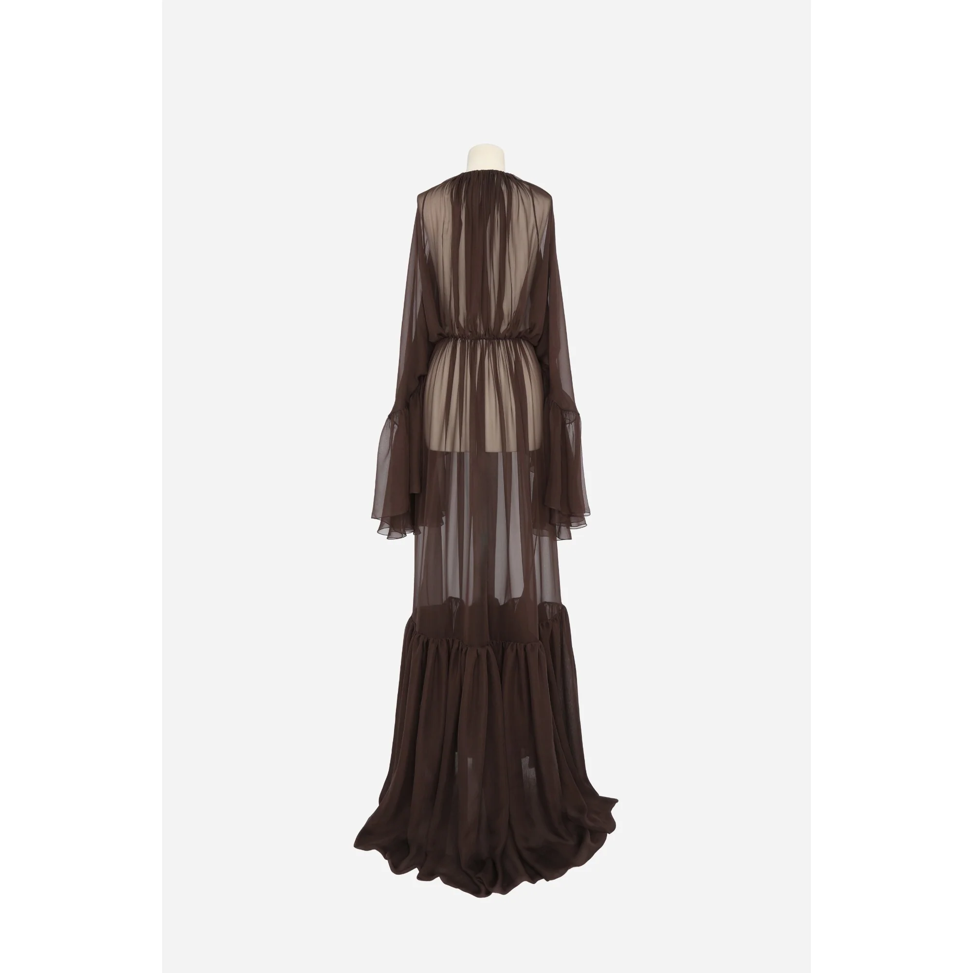 Robe Mousseline Legere De Soie - Chocolat - Image 2