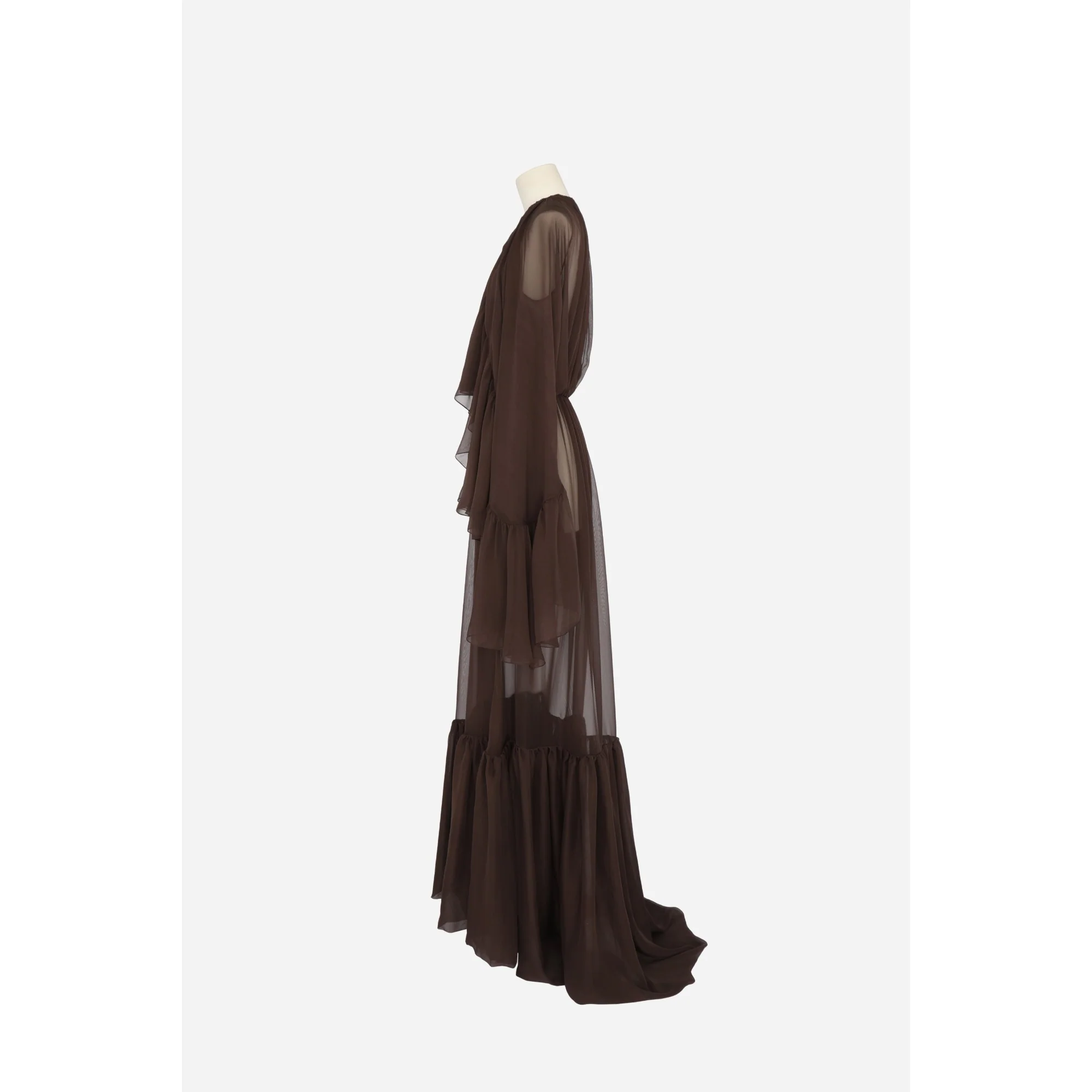Robe Mousseline Legere De Soie - Chocolat - Image 3