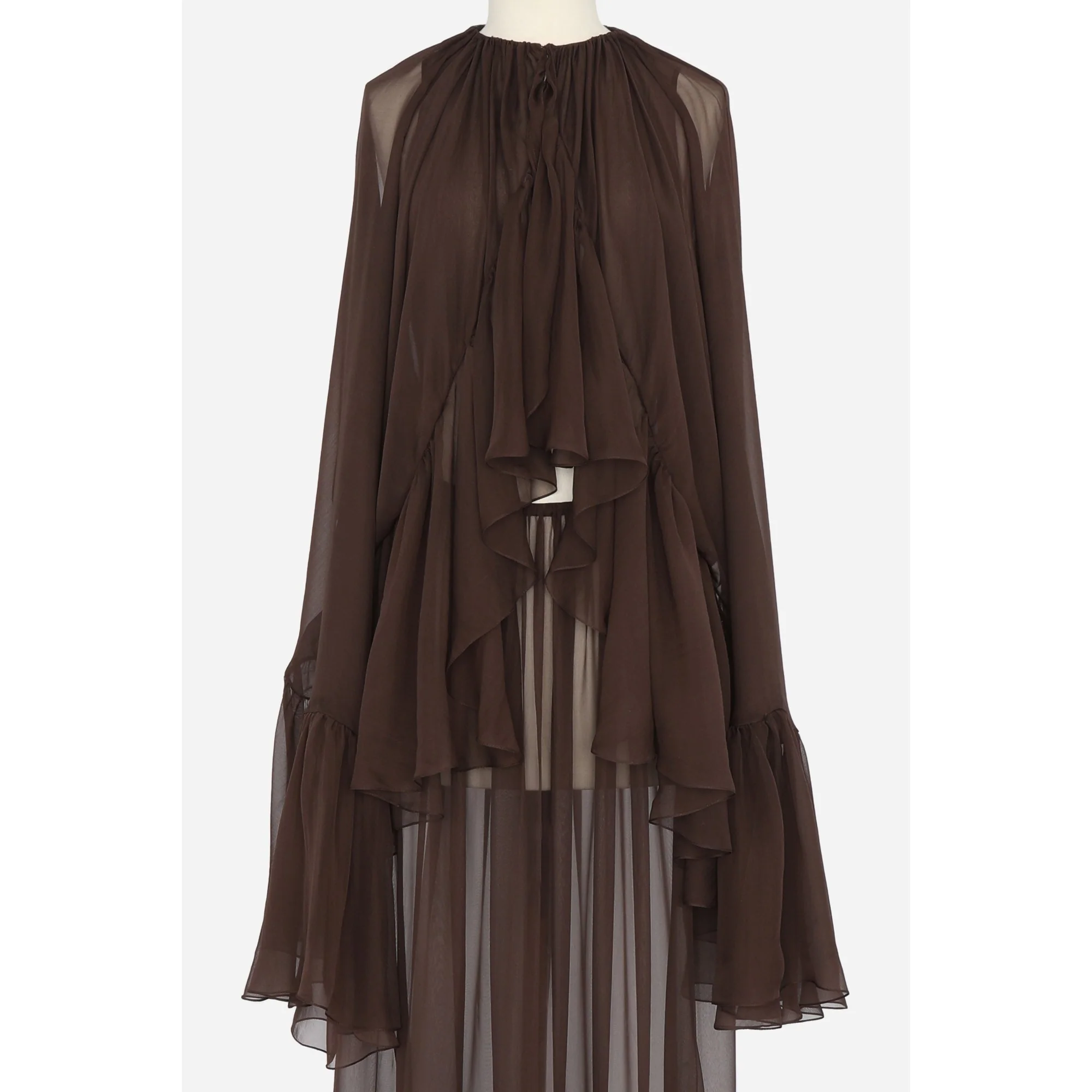 Robe Mousseline Legere De Soie - Chocolat - Image 6