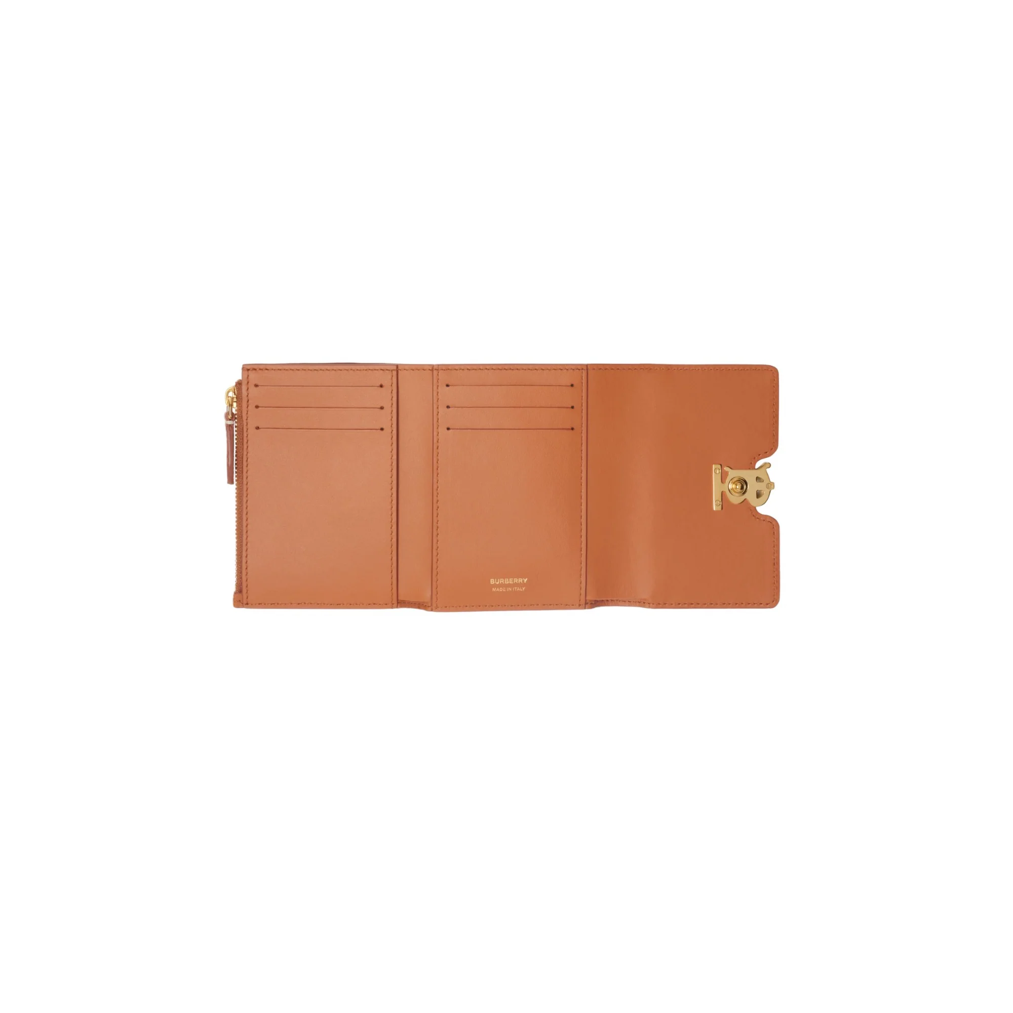 Grainy Leather TB Compact Wallet - Warm Russet Brown - Image 3