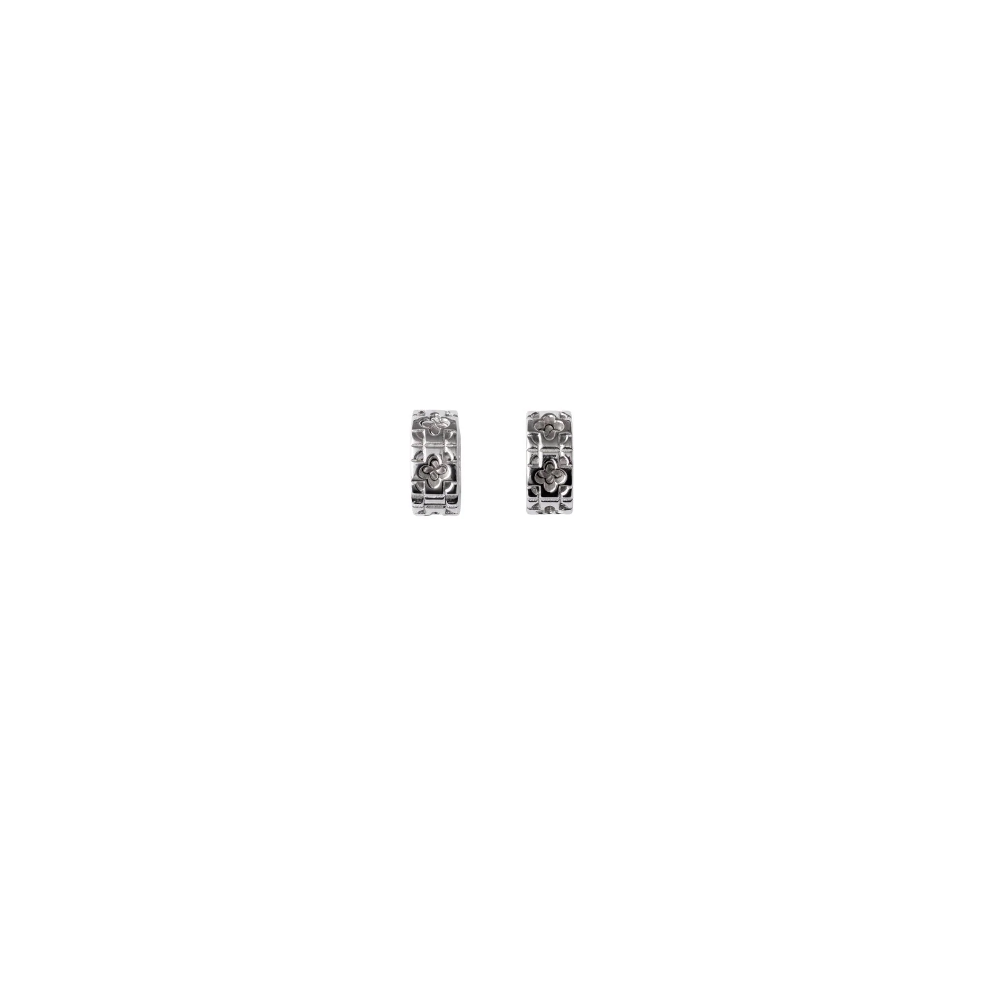 Rose Monogram Earrings - Silver - Image 2