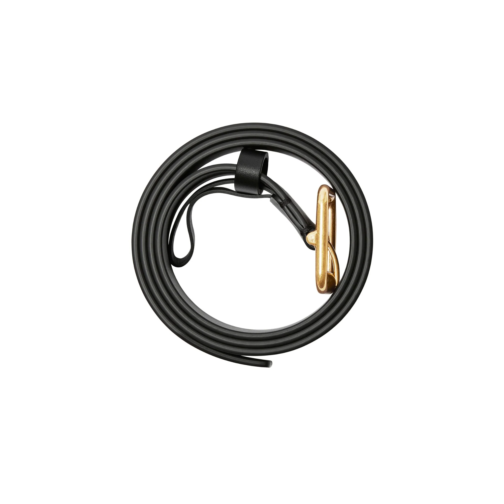 Leather B Buckle Belt - Black/Gold - Image 2