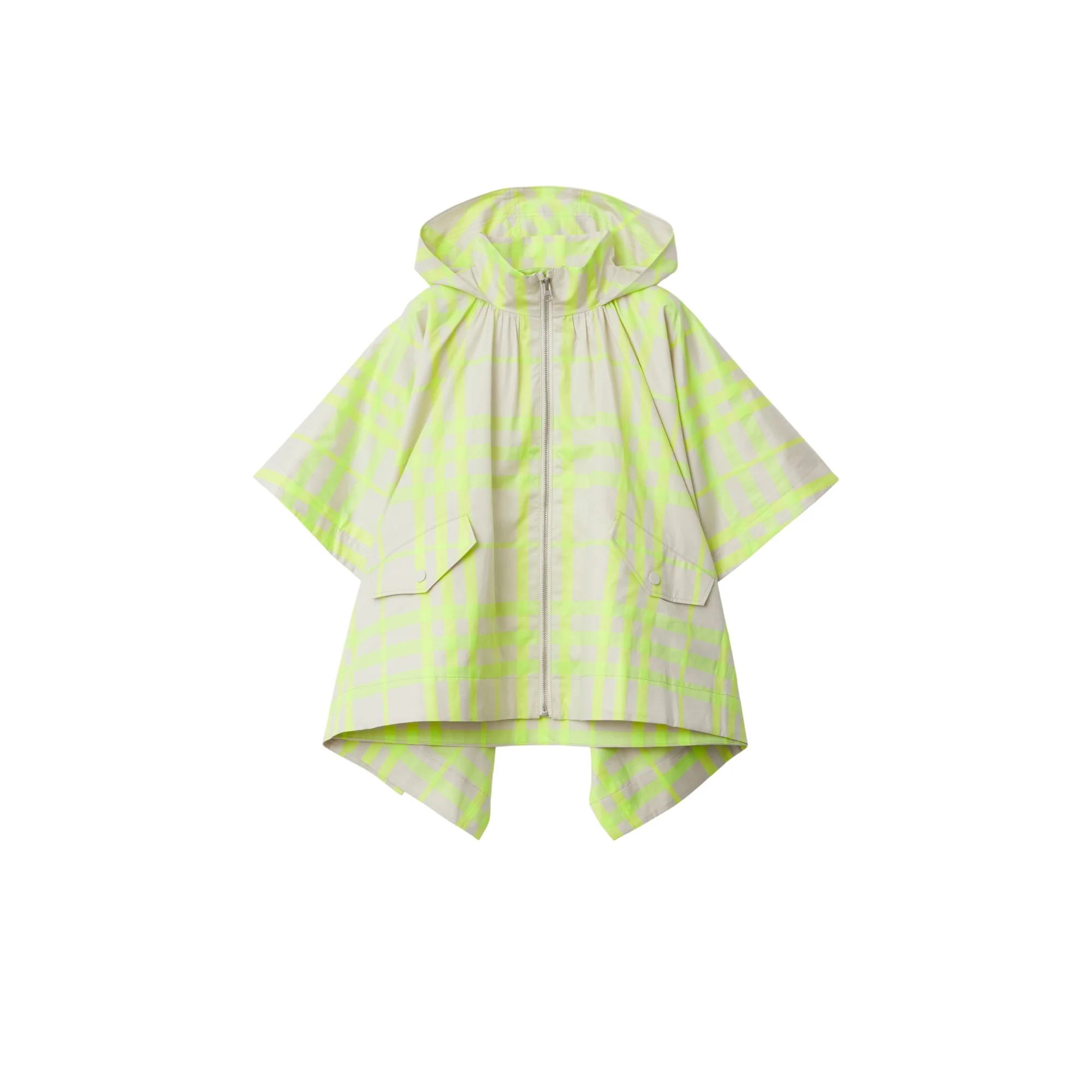 Check Cotton Blend Cape - Vivid Lime IP Check