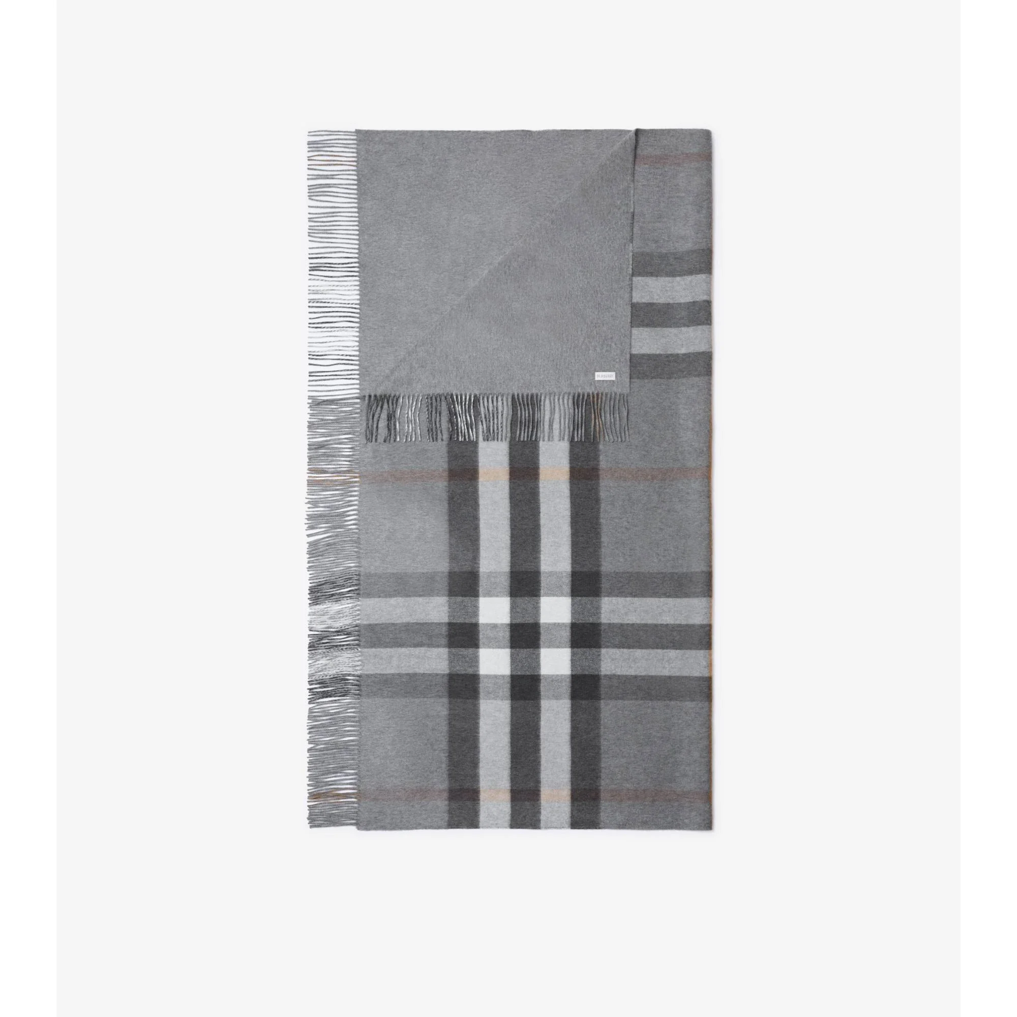 Check Cashmere Blanket - Grey - Image 3