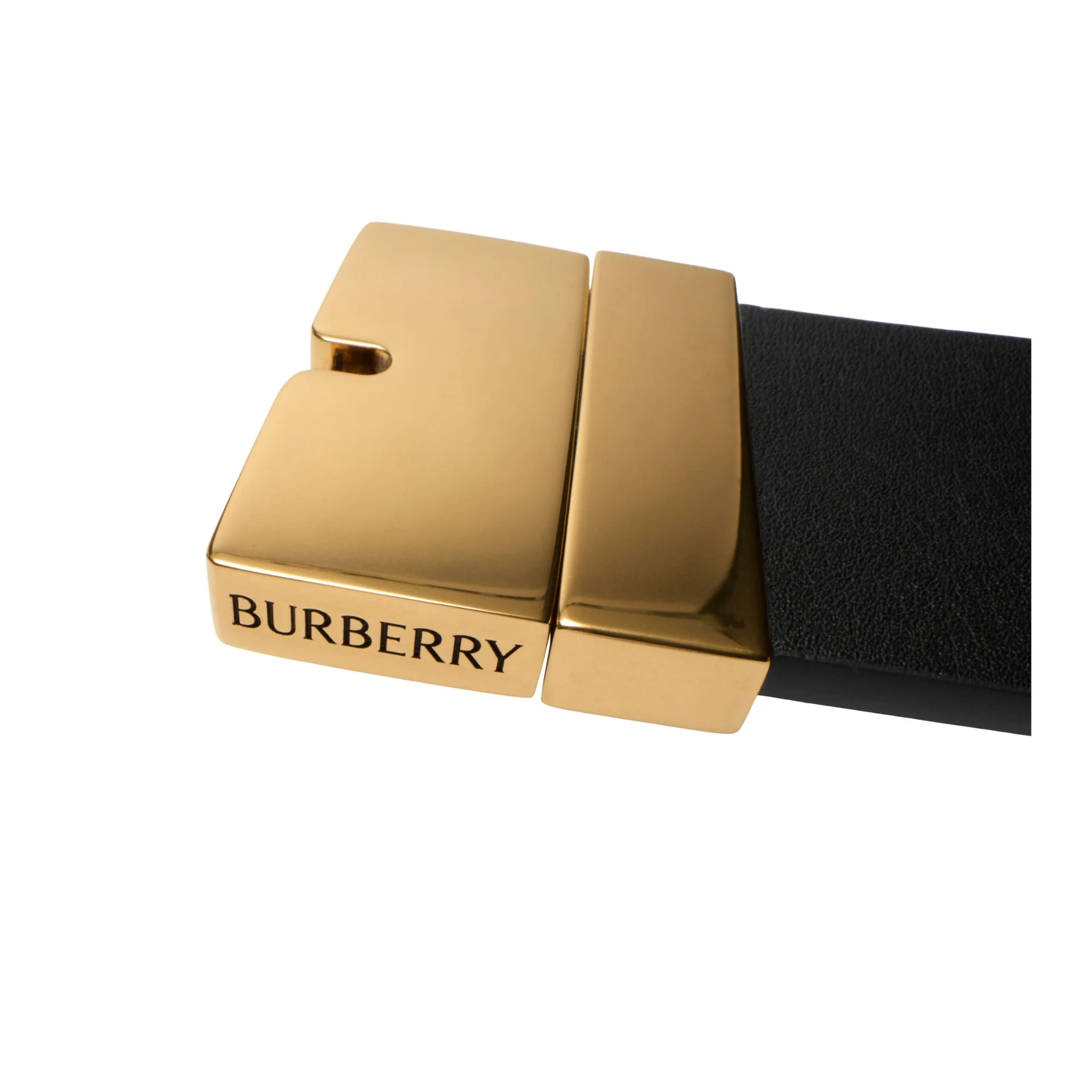 Reversible Leather B Cut Belt - Black/Brass - Image 2