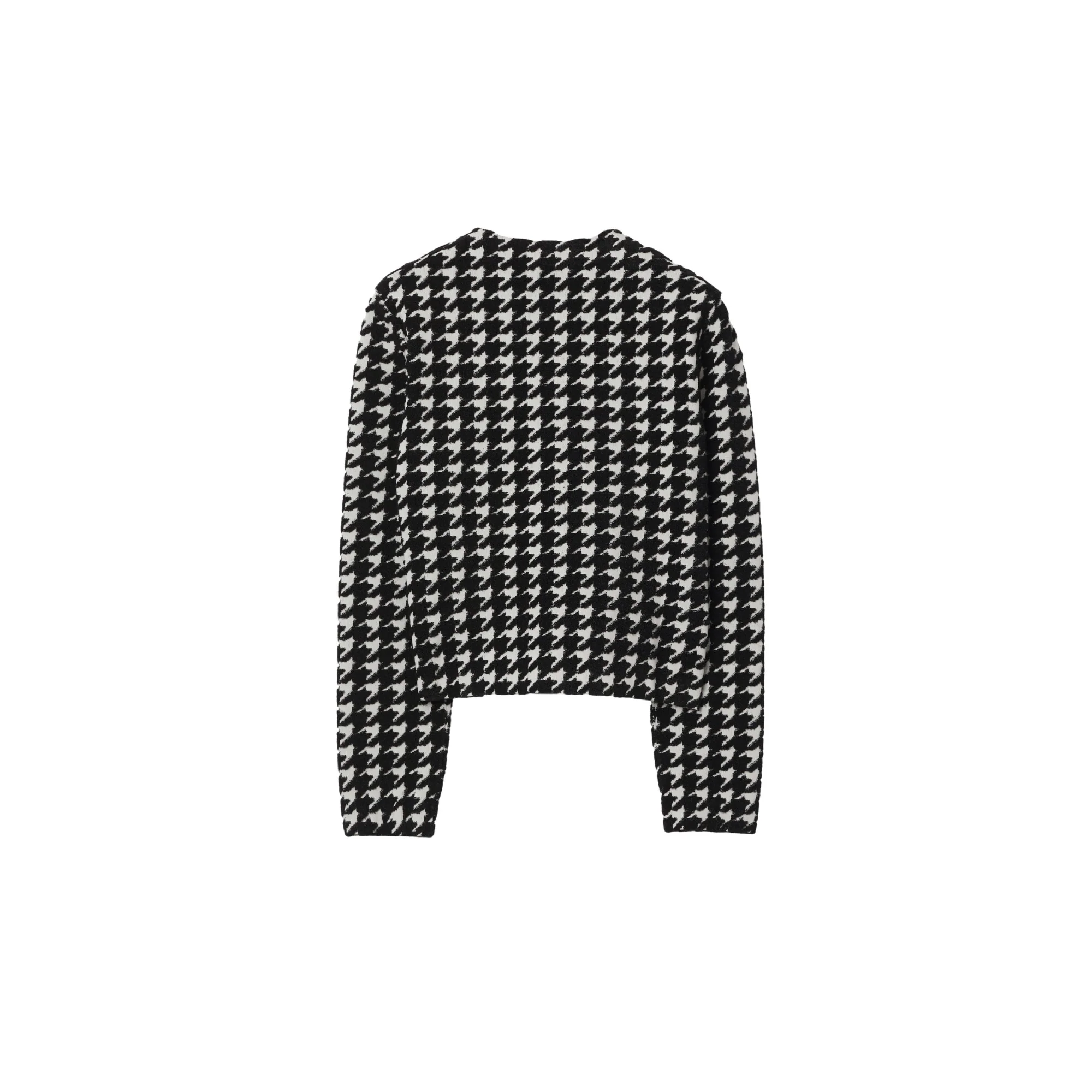 Houndstooth Nylon Blend Cardigan - Black IP Pattern - Image 5