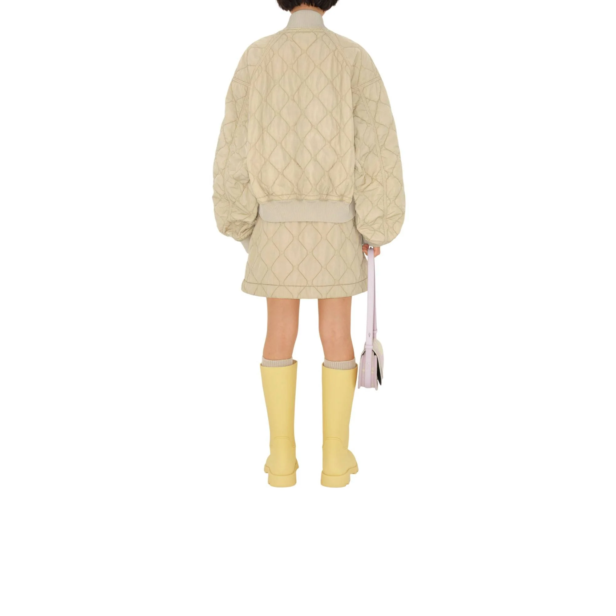 Quilted Nylon Mini Skirt - Soap - Image 4