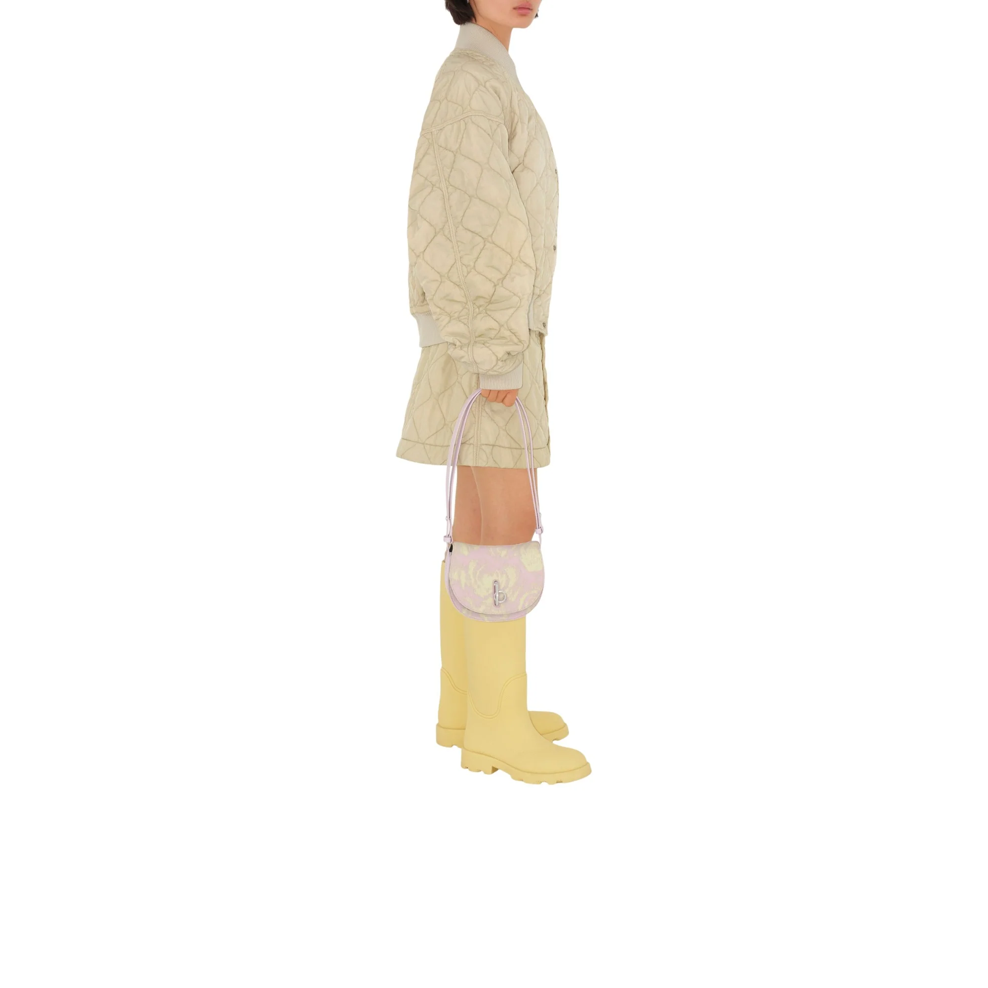 Quilted Nylon Mini Skirt - Soap - Image 3