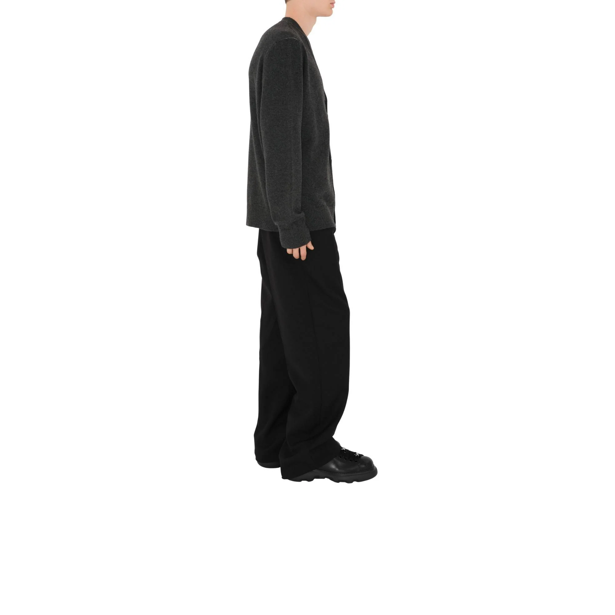 Cashmere Cardigan - Dark Grey Melange - Image 3