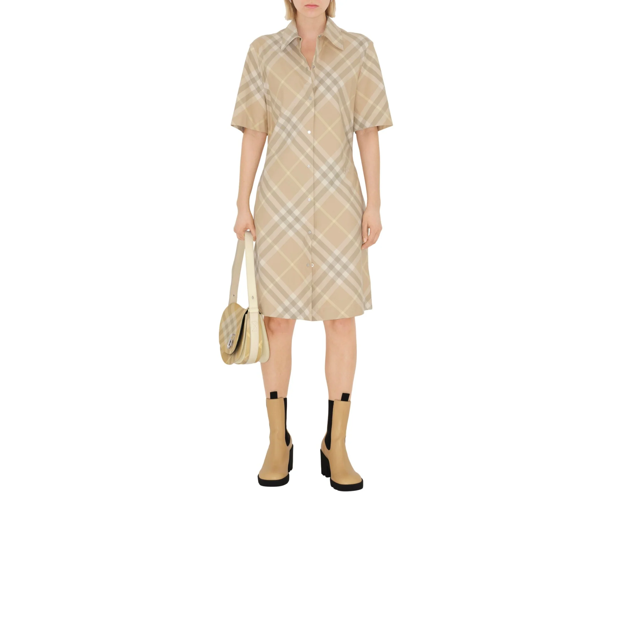 Check Cotton Shirt Dress - Flax IP Check - Image 2