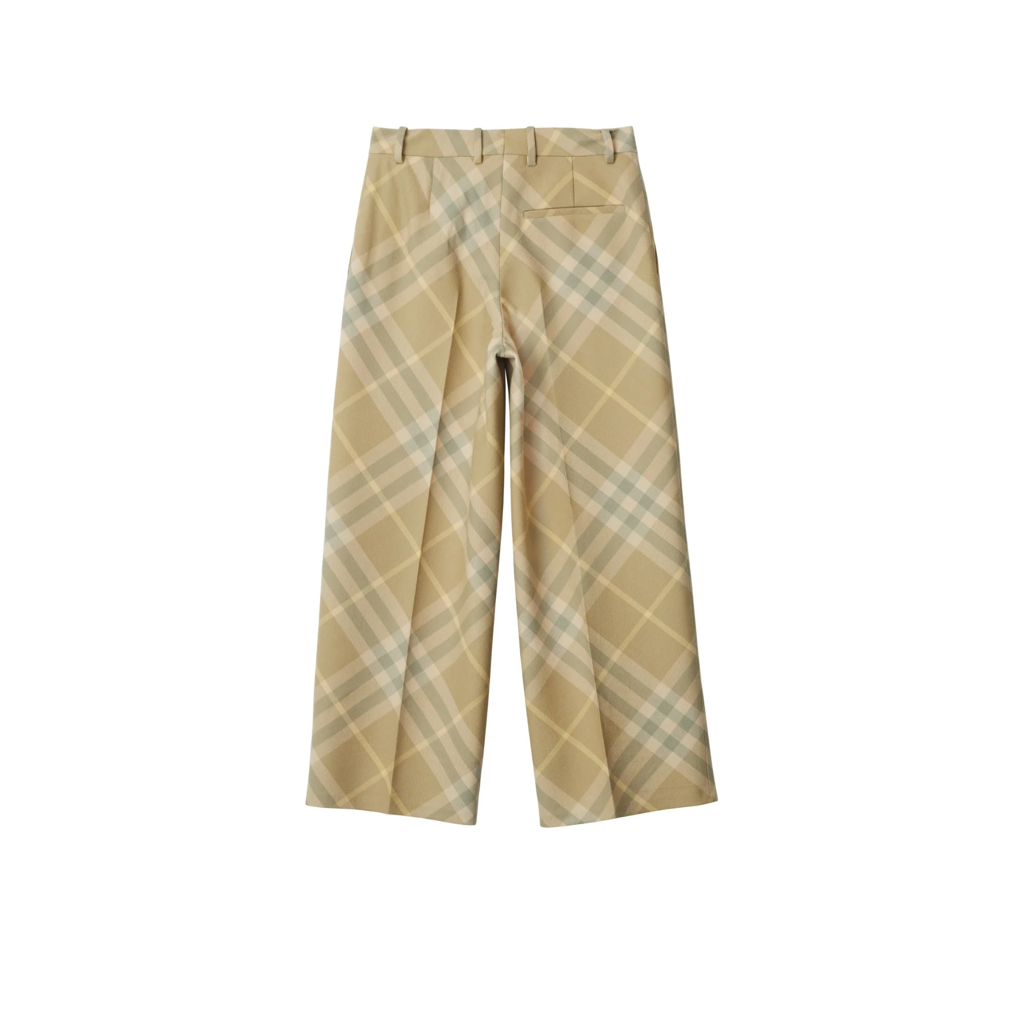 Cropped Check Wool Tailored Trousers - Flax IP Check - Image 5