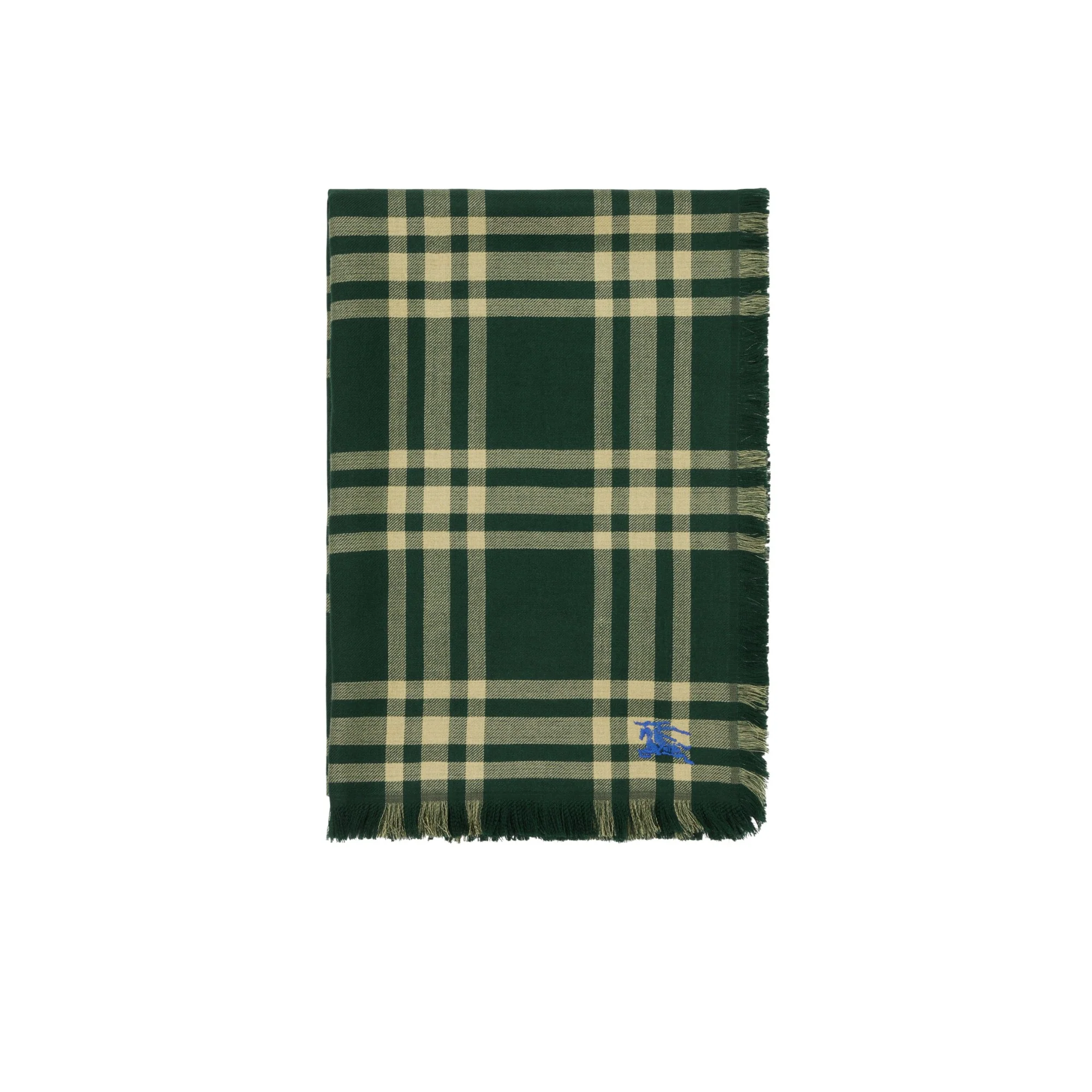 Reversible Check Wool Silk Scarf - Ivy - Image 6
