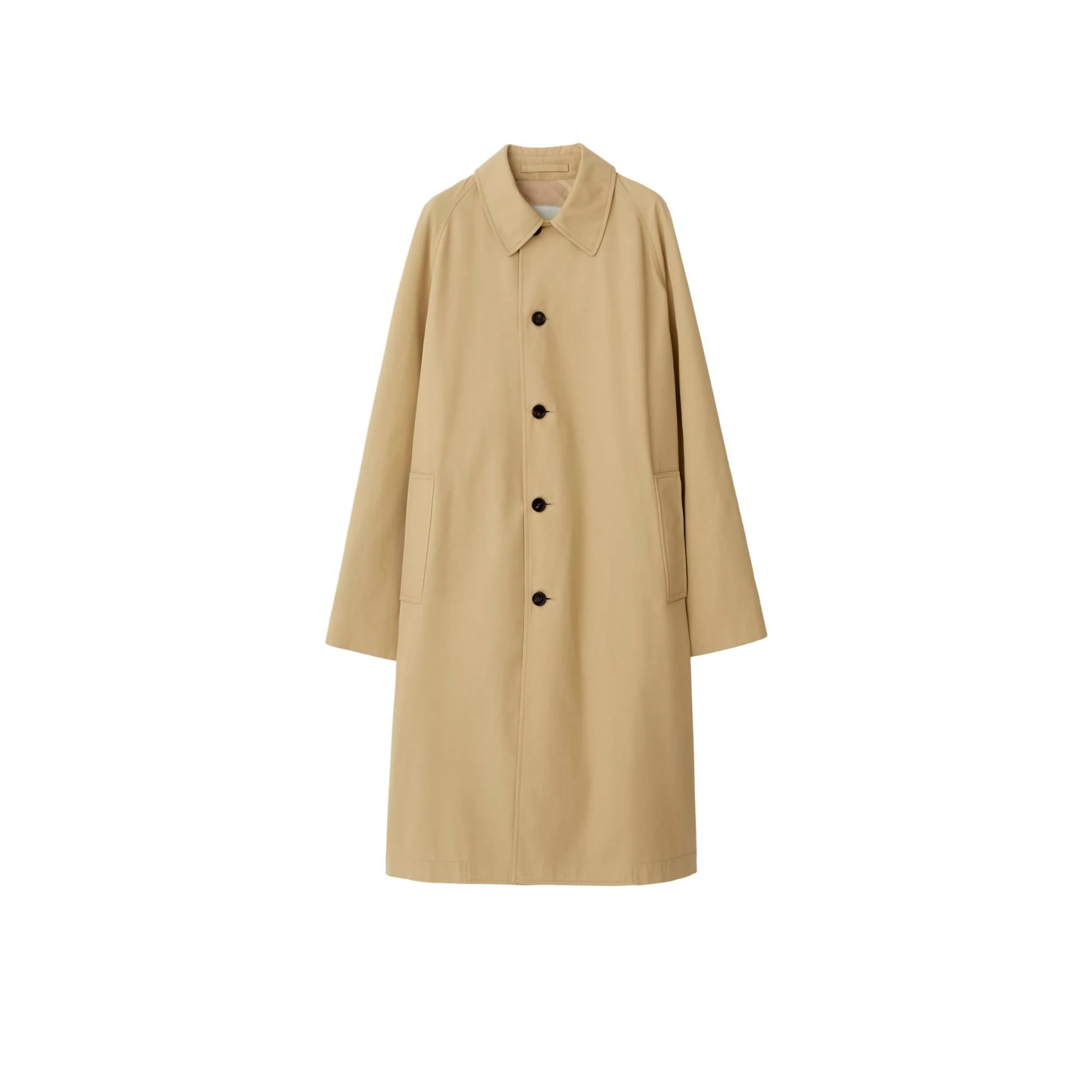 Mid-length Cotton Blend Car Coat - Flax