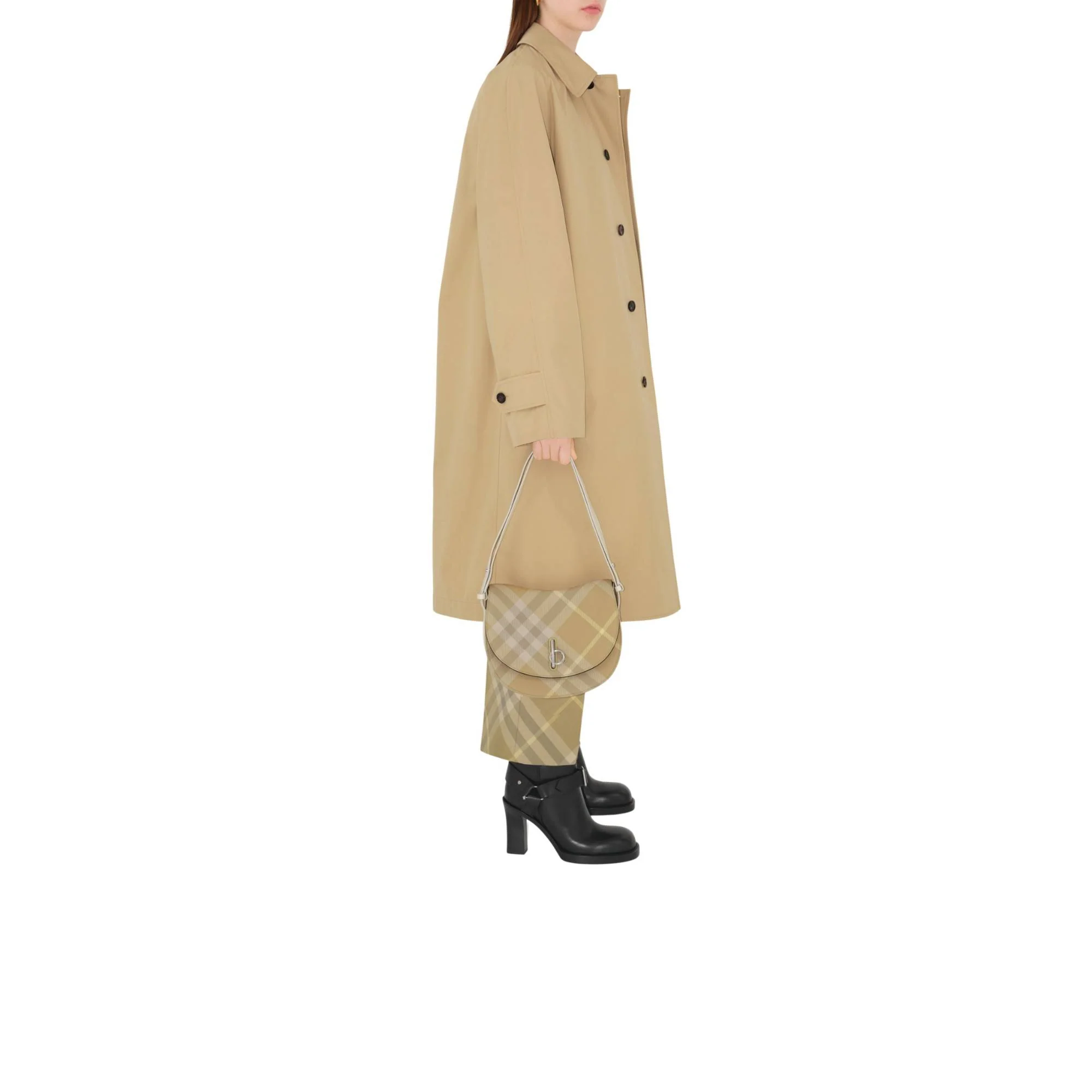 Mid-length Cotton Blend Car Coat - Flax - Image 3