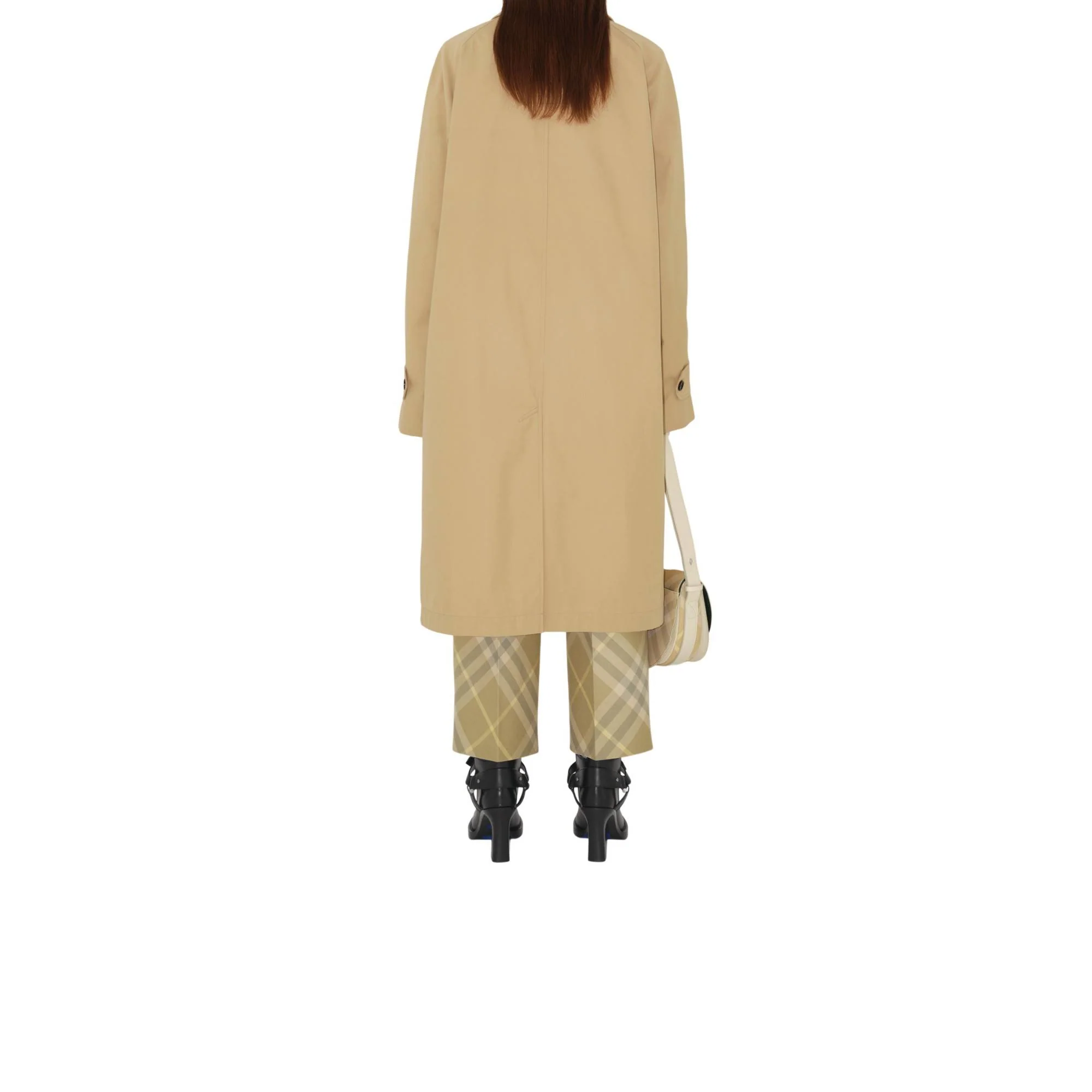 Mid-length Cotton Blend Car Coat - Flax - Image 4