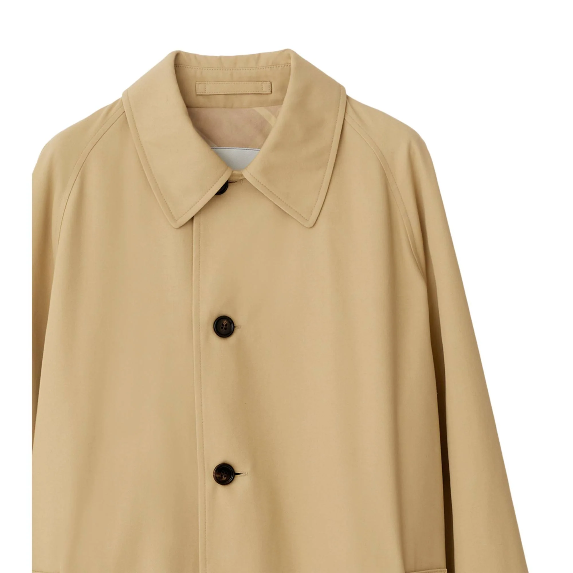 Mid-length Cotton Blend Car Coat - Flax - Image 5