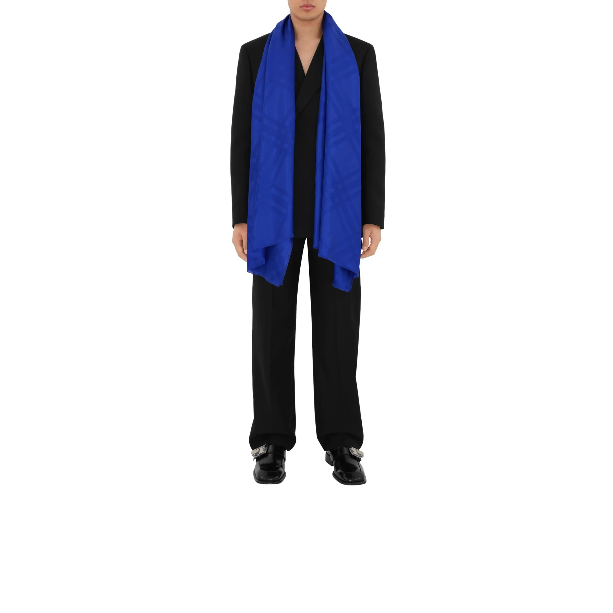 Check Silk Scarf - Knight - Image 4