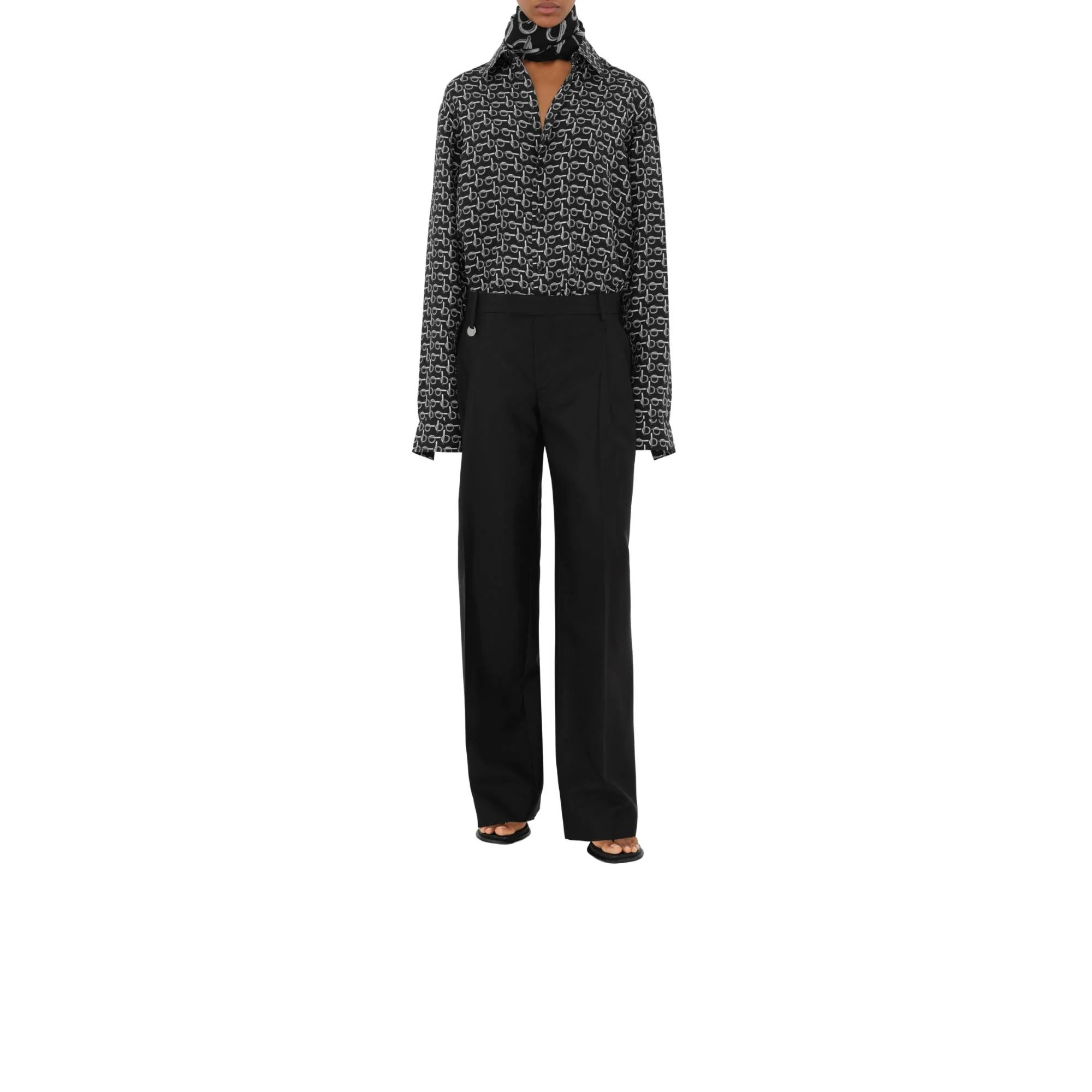 B Wool Scarf - Silver - Image 2