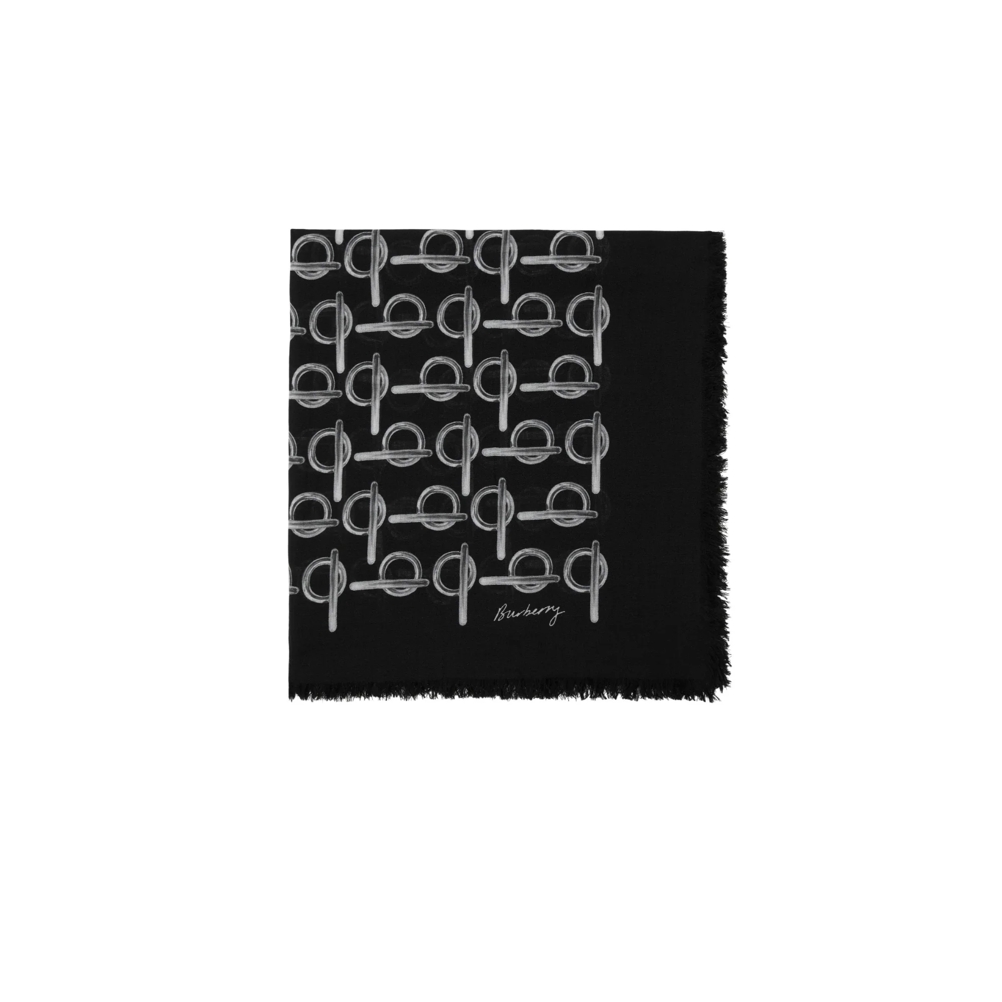 B Wool Scarf - Silver - Image 4