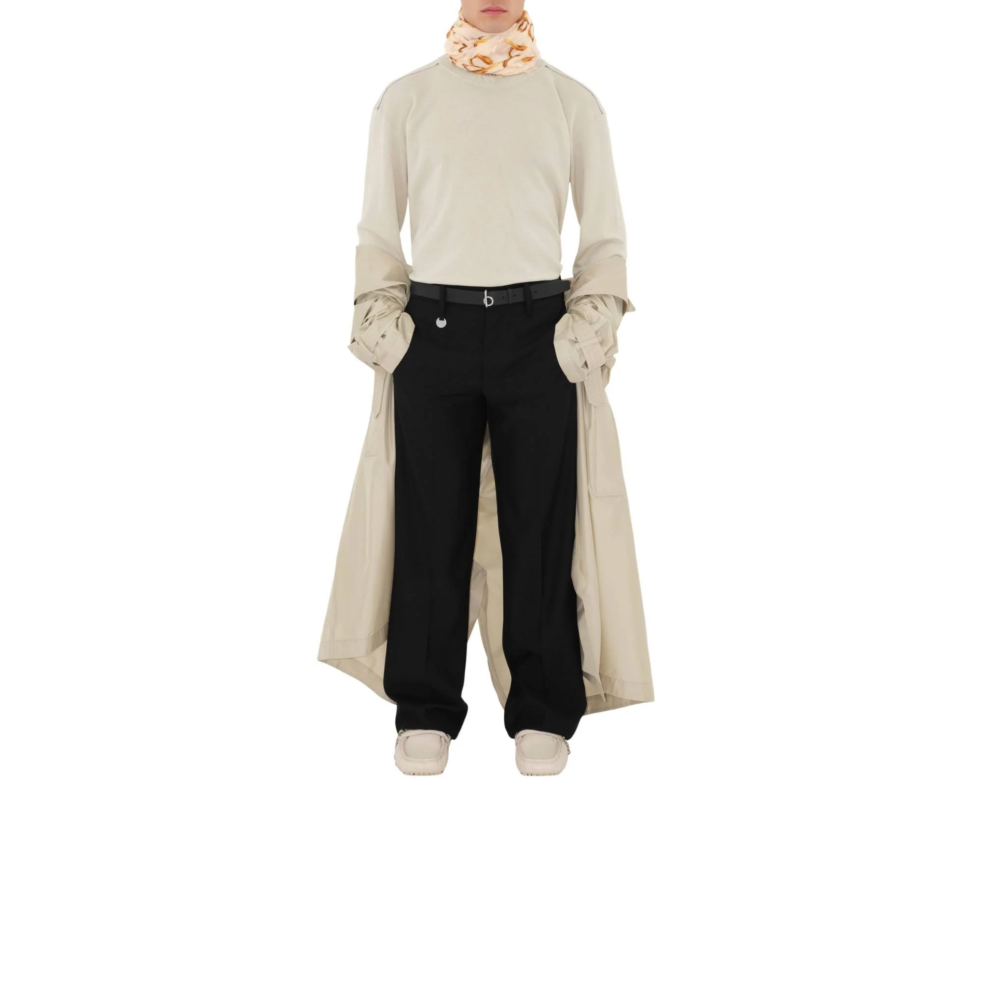 B Wool Scarf - Gold - Image 4