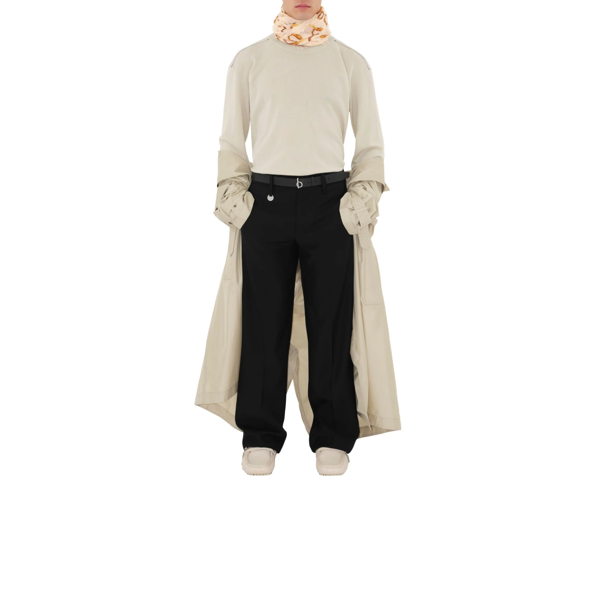 B Wool Scarf - Gold - Image 4