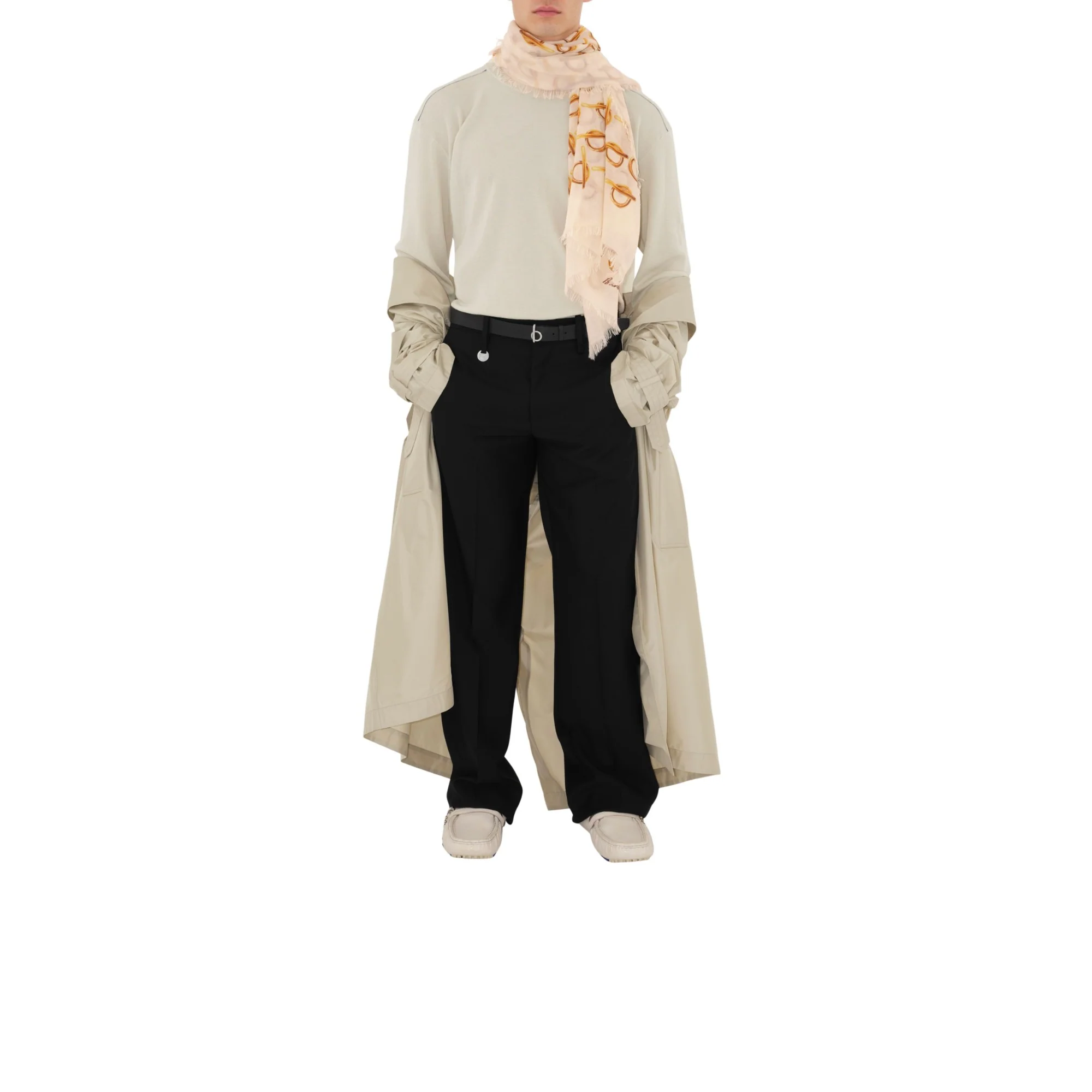 B Wool Scarf - Gold - Image 5