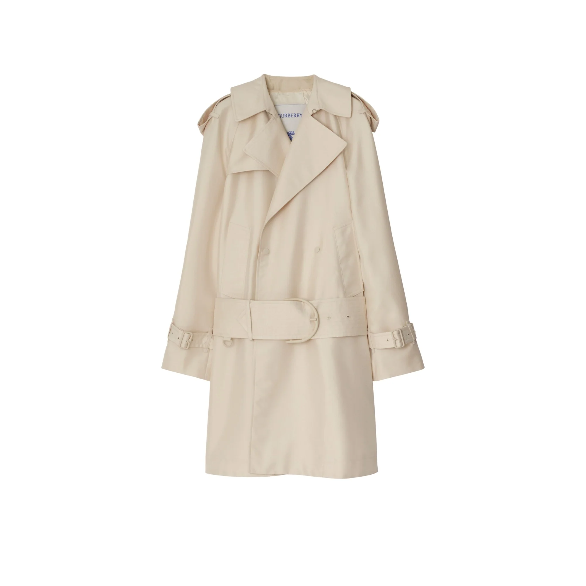 Mid-length Silk Blend Trench Coat - Grain