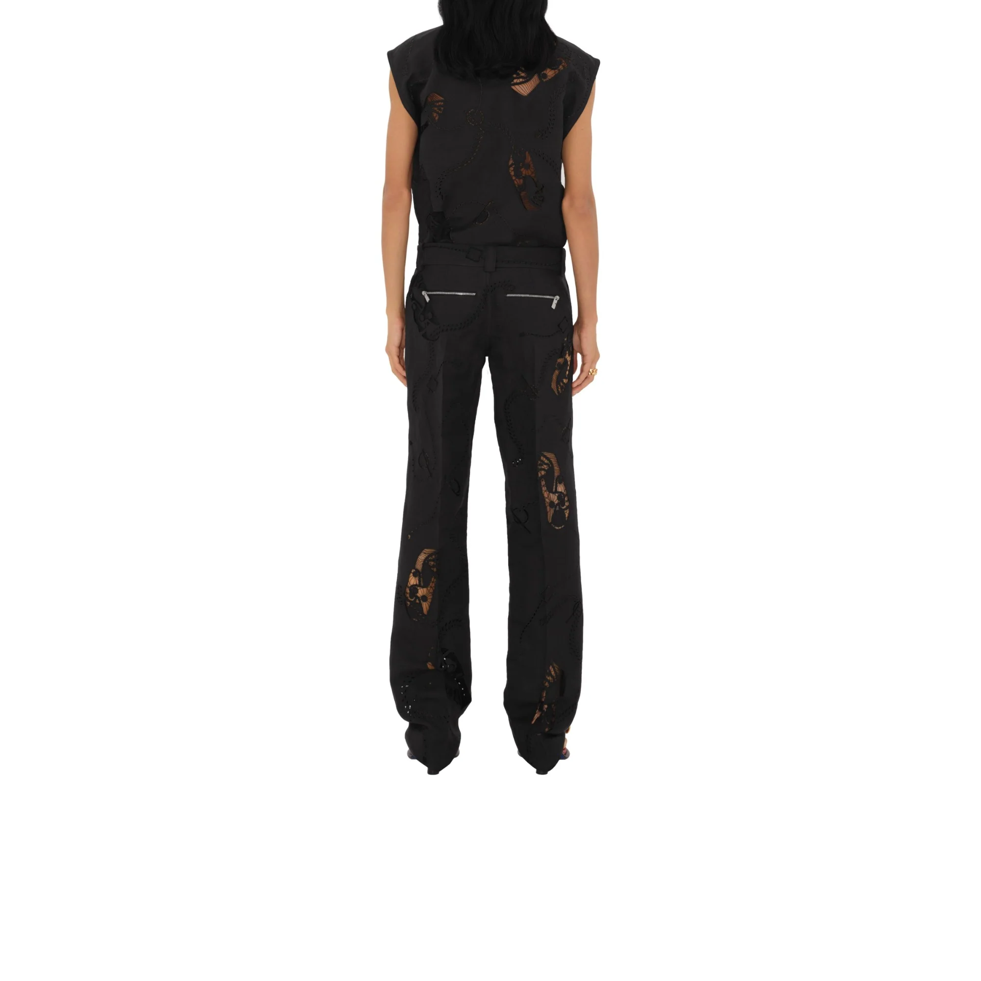 Broderie Anglaise Canvas Top - Black - Image 4