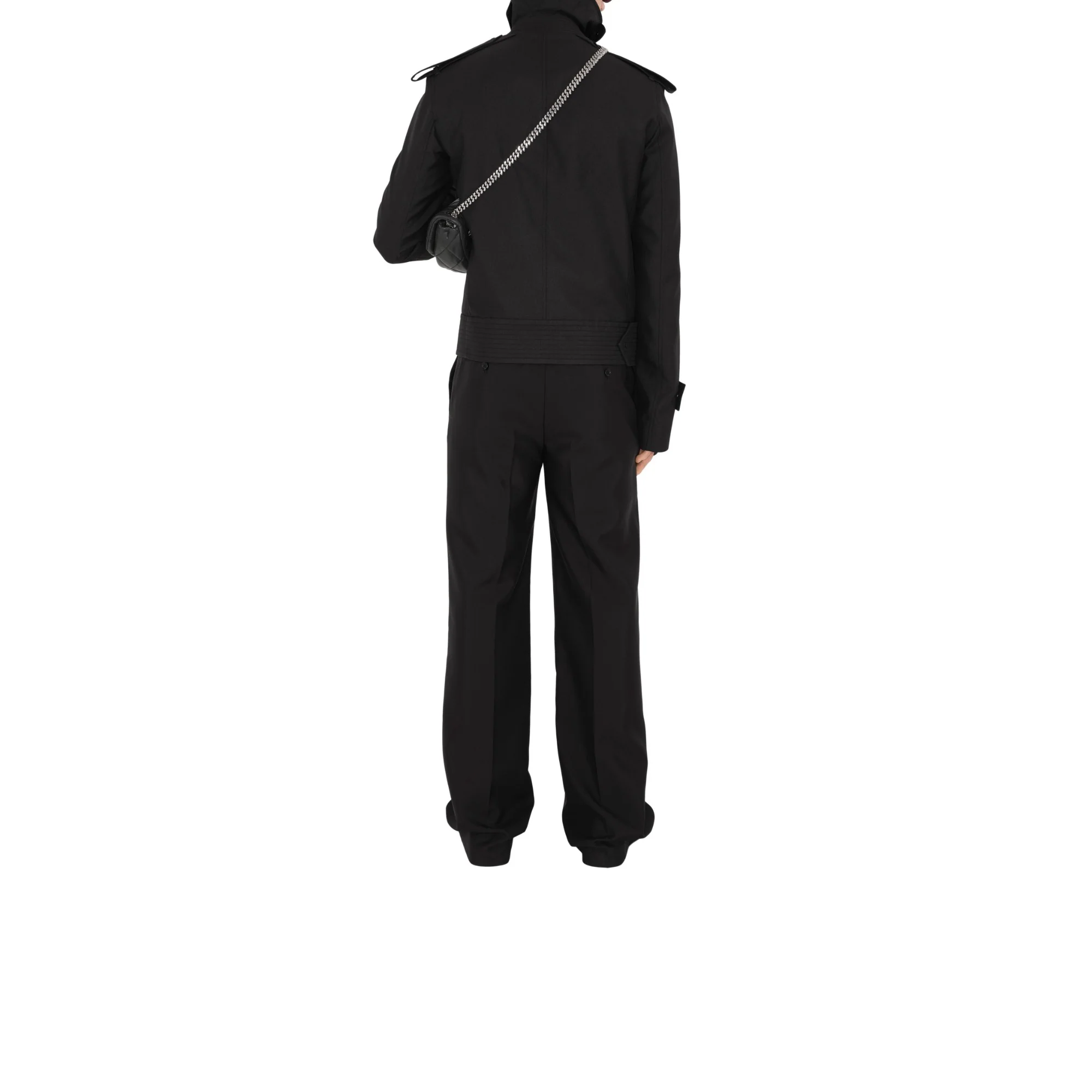Wool Silk Tailored Trousers - Black - Image 4