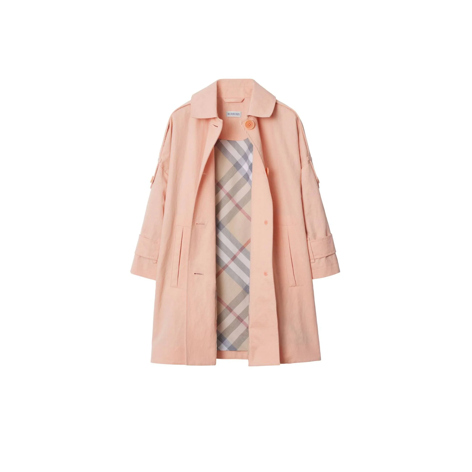 Nylon Cotton Car Coat - Apricot Pink - Image 2