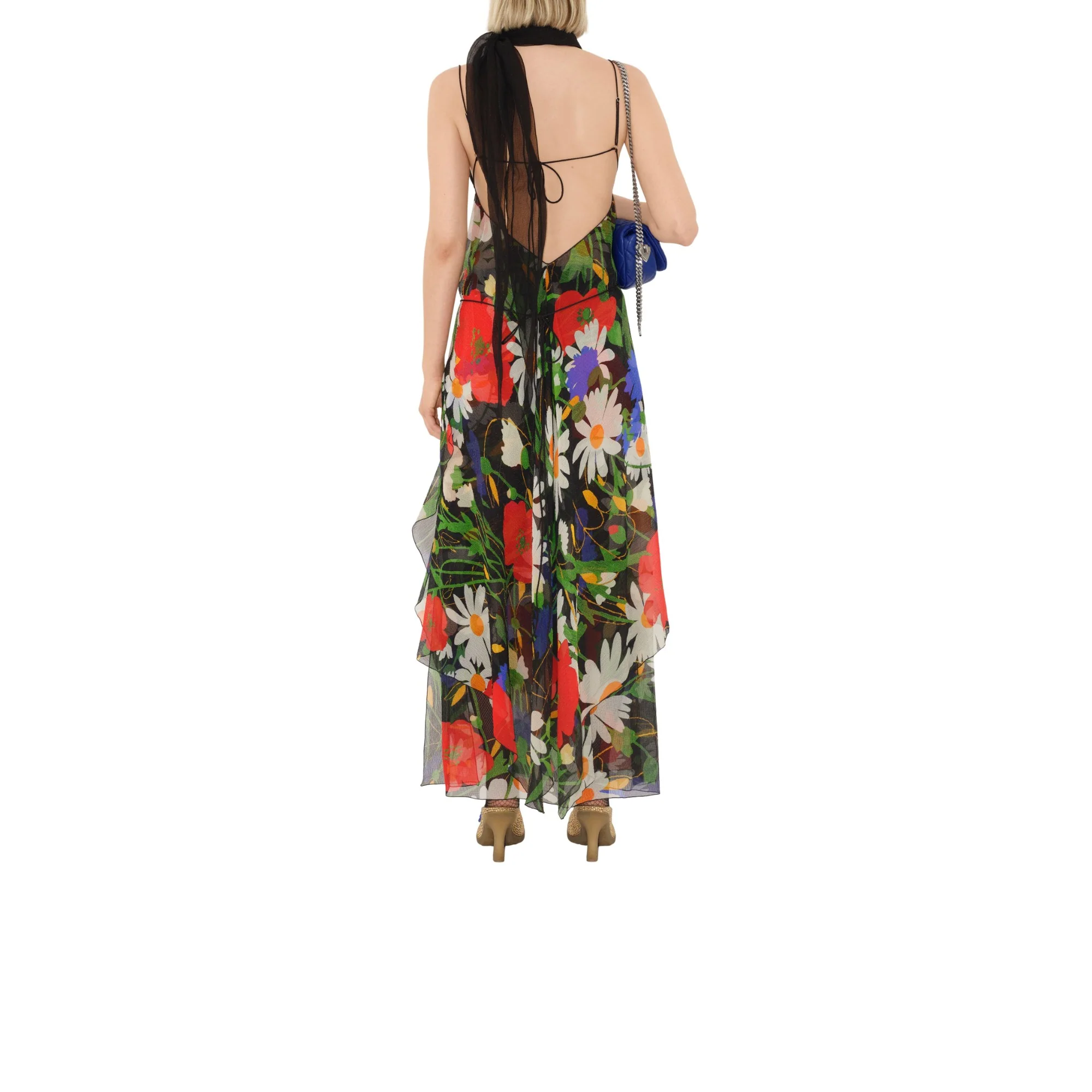 Daisy Garden Silk Blend Dress - Black IP Pattern - Image 3