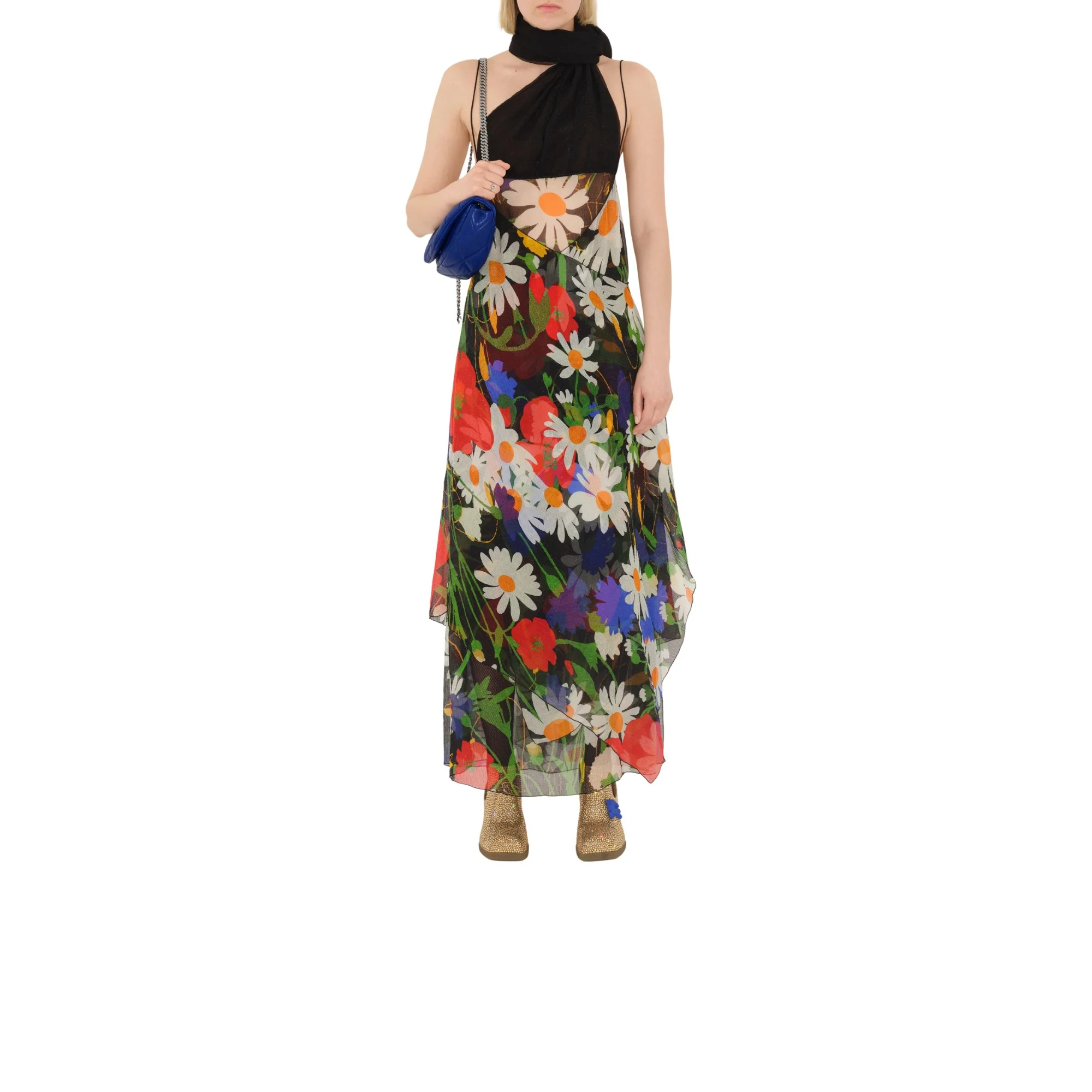 Daisy Garden Silk Blend Dress - Black IP Pattern - Image 4