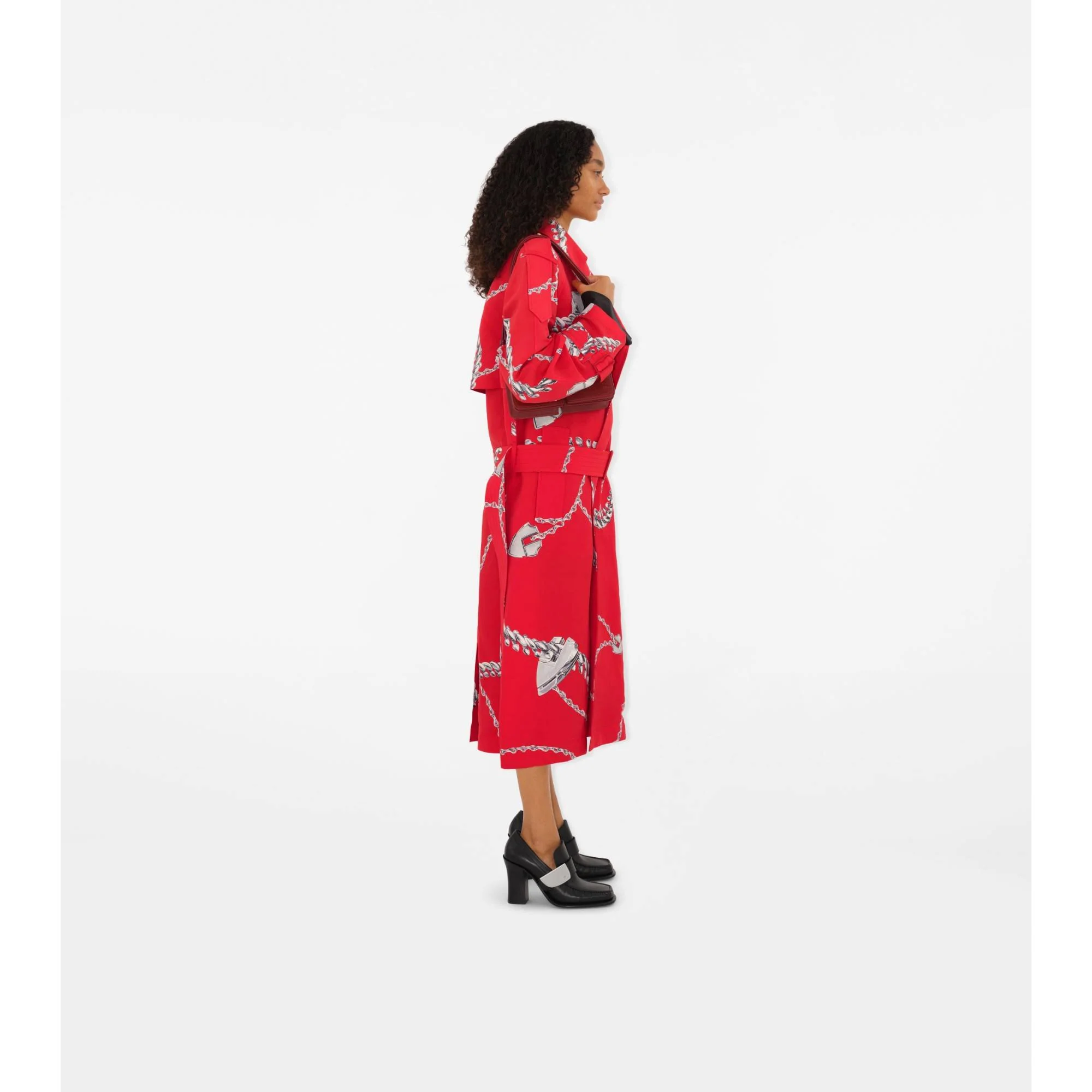 Long Shield Hardware Taffeta Trench Coat - Pillar IP Pattern - Image 2