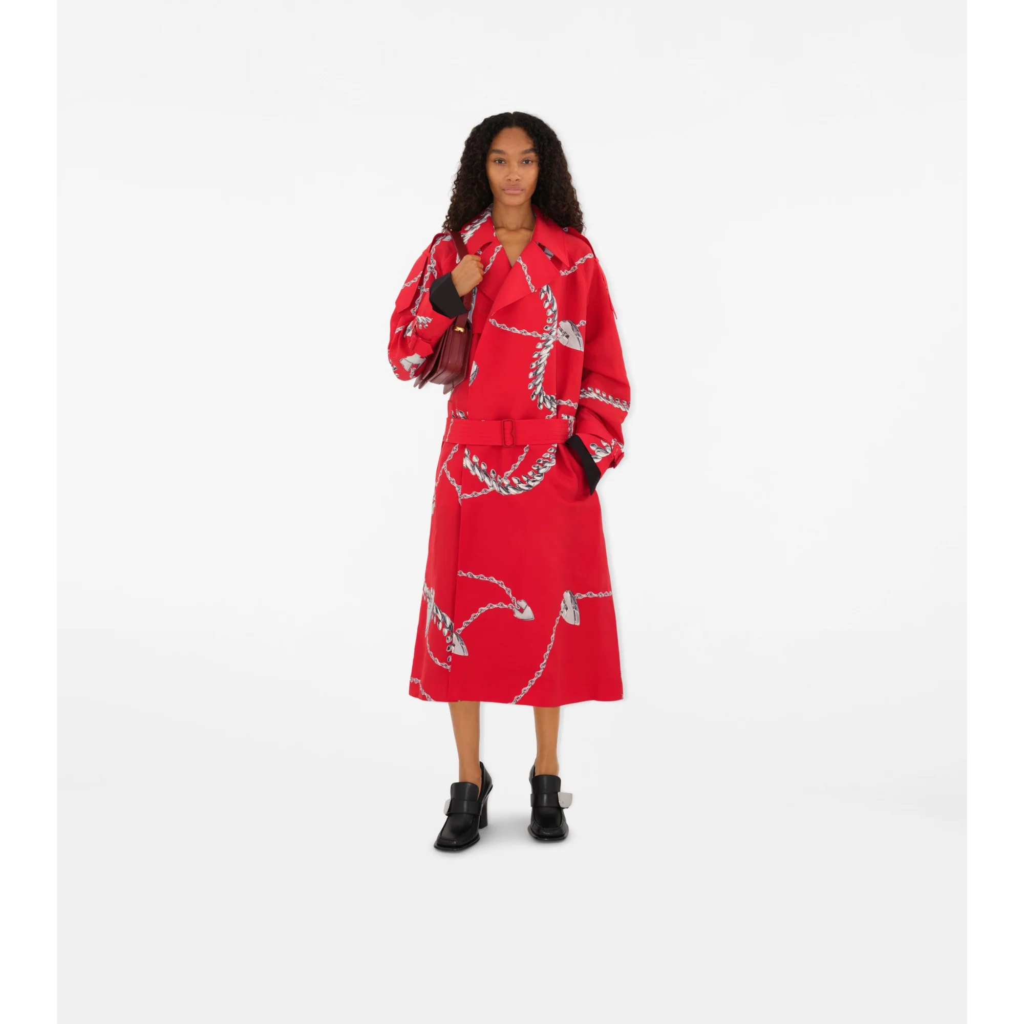 Long Shield Hardware Taffeta Trench Coat - Pillar IP Pattern
