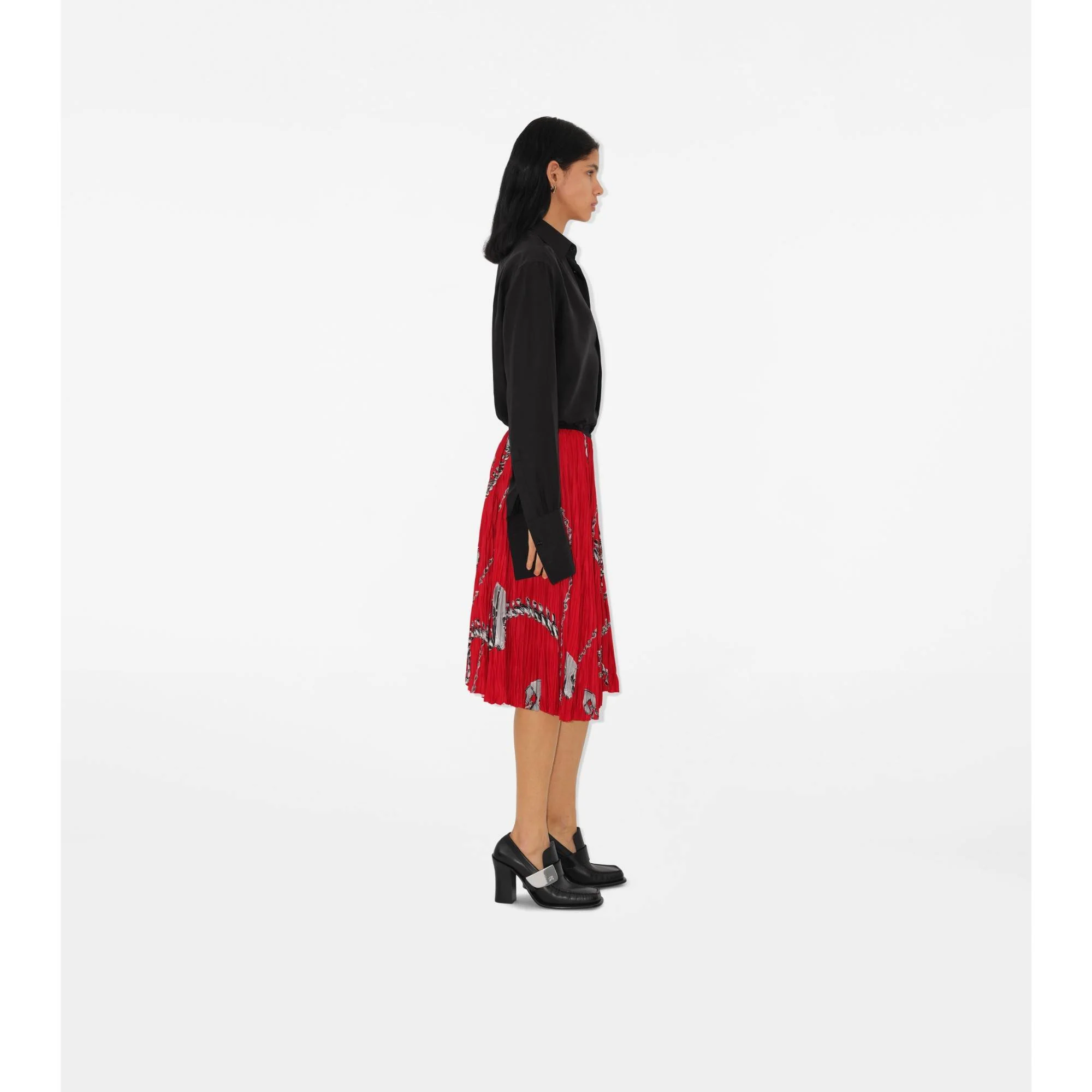 Shield Hardware Jersey Skirt - Silver/Red - Image 3
