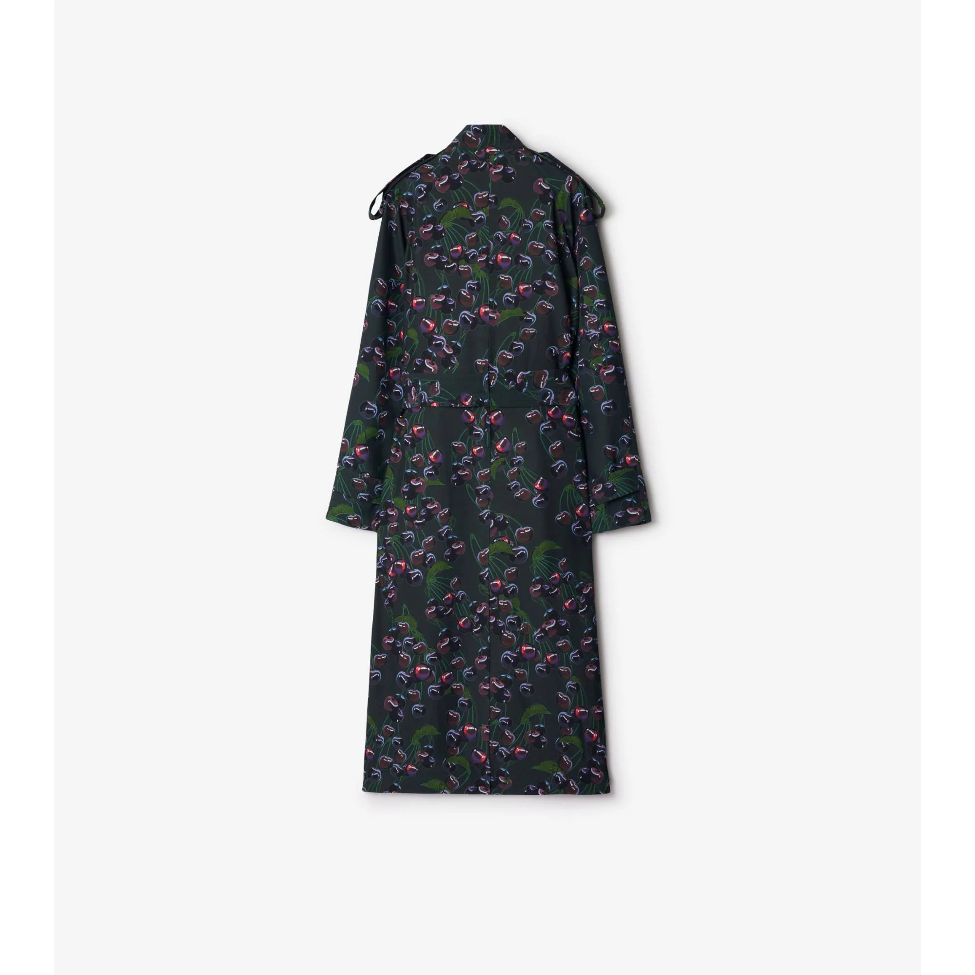 Long Cherry Trench Coat - Vine IP Pattern - Image 6
