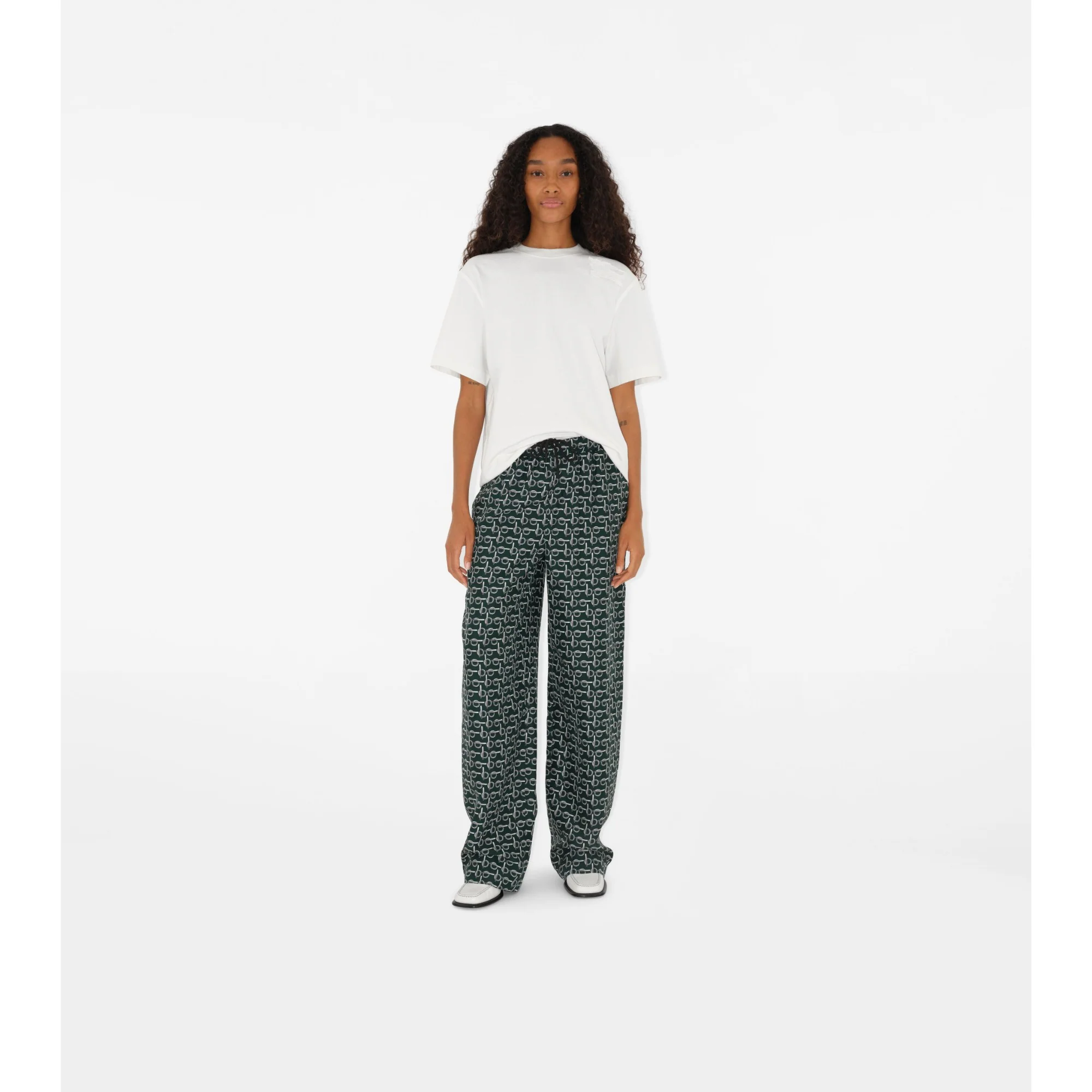 B Silk Trousers - Silver/Green - Image 2