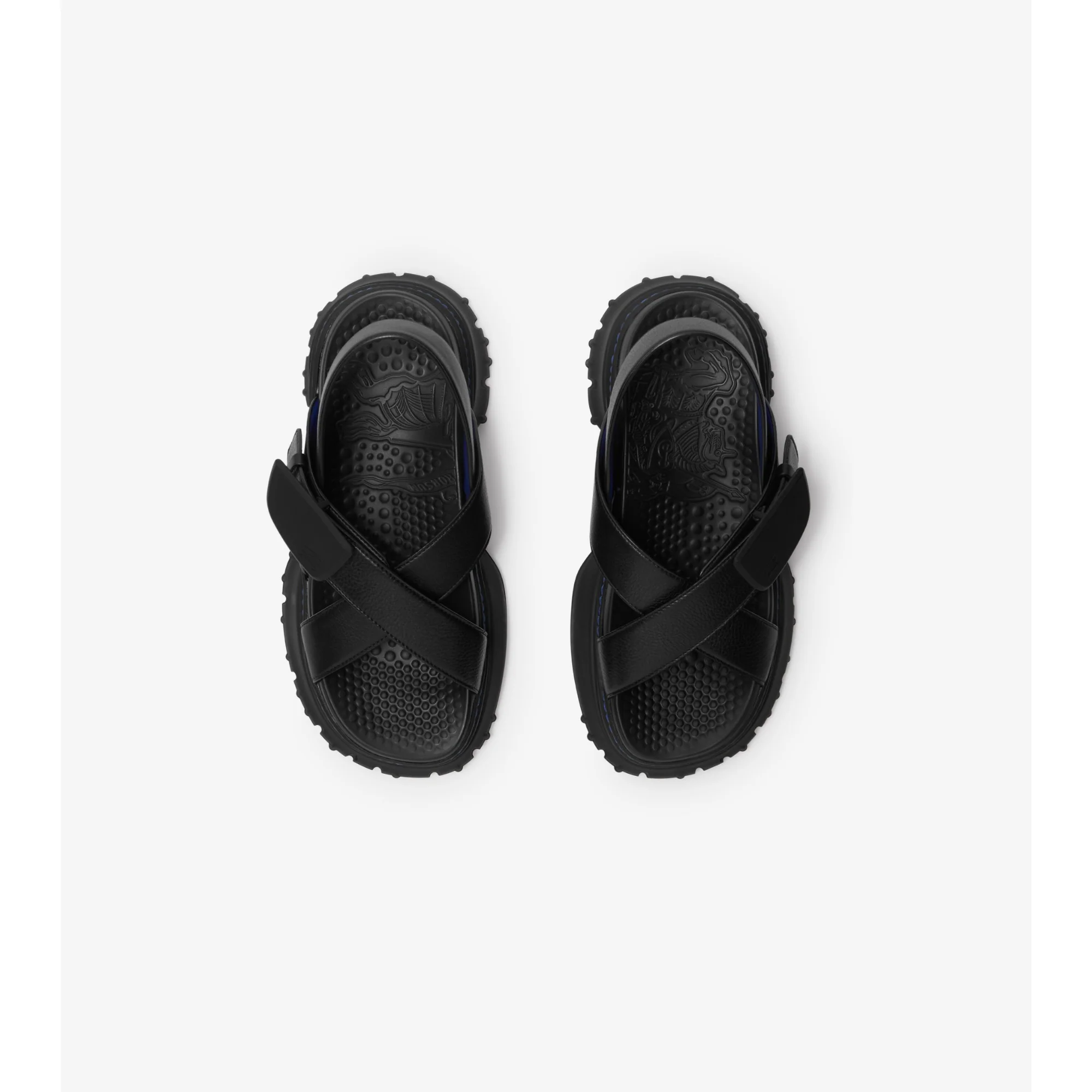 Leather Pebble Sandals - Black - Image 5