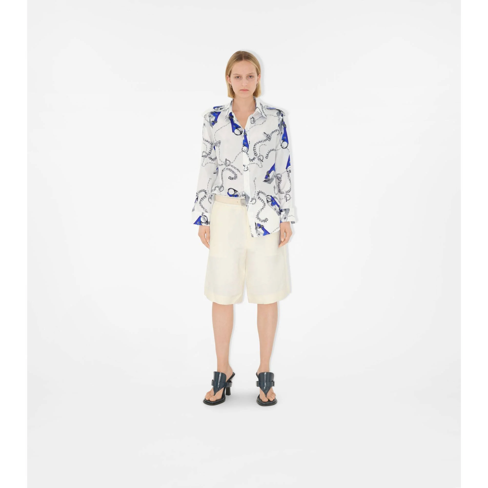 Knight Hardware Silk Shirt - Blue/White - Image 2