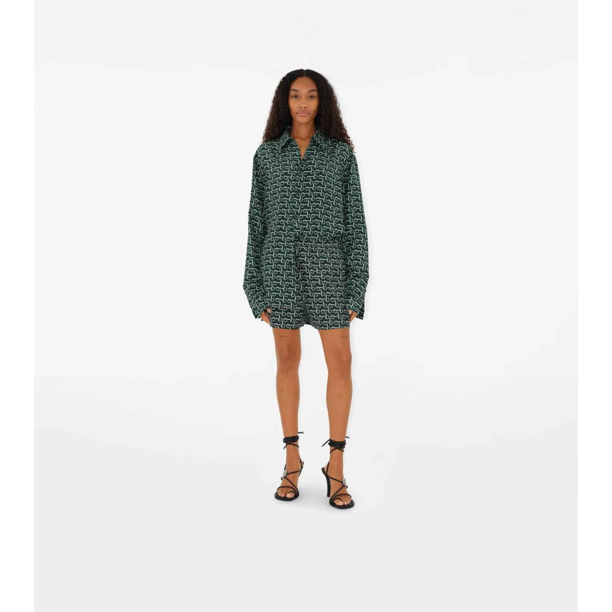B Silk Shorts - Silver/Green - Image 2