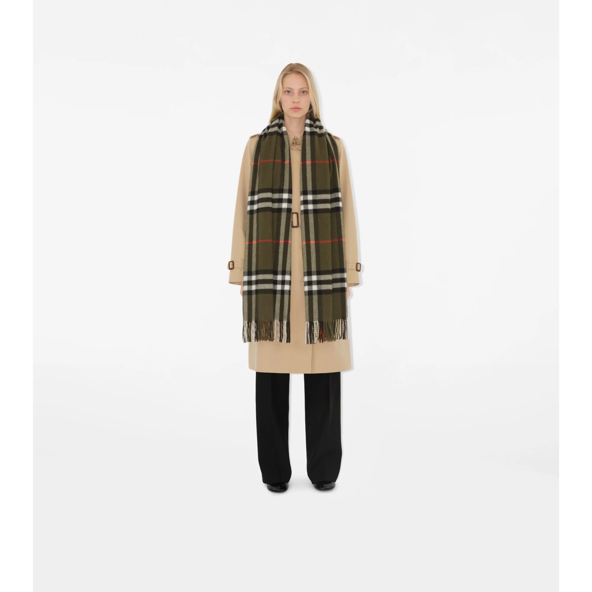 Wide Check Cashmere Scarf - Loch - Image 2