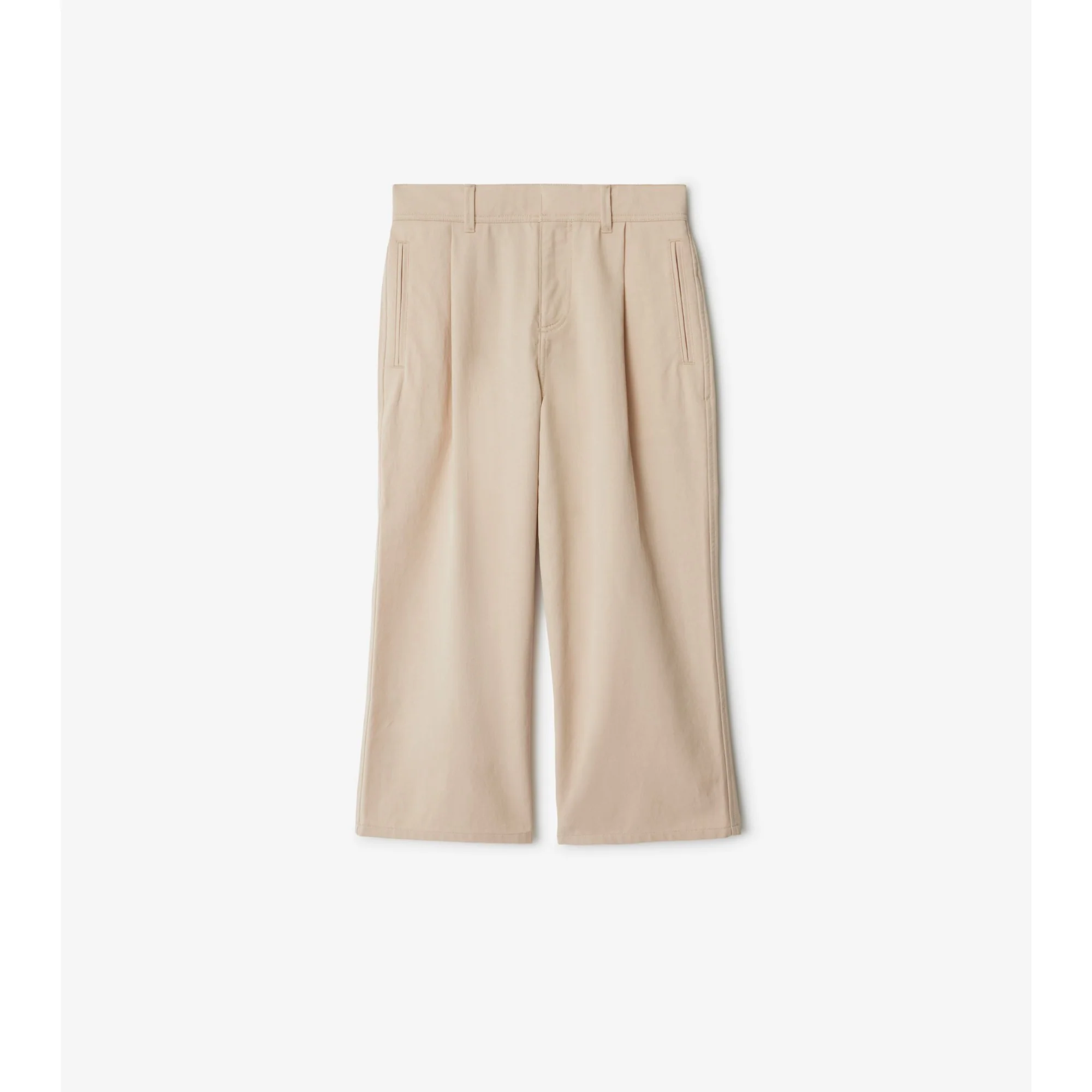 Cotton Blend Trousers - Pale Stone