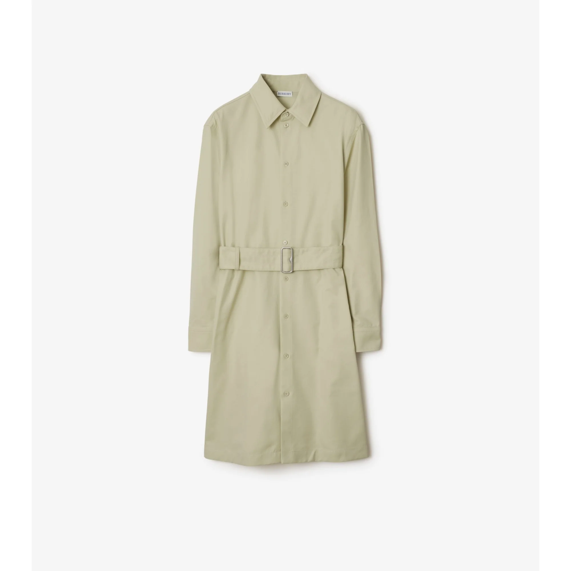 Cotton Blend Shirt Dress - Plaster