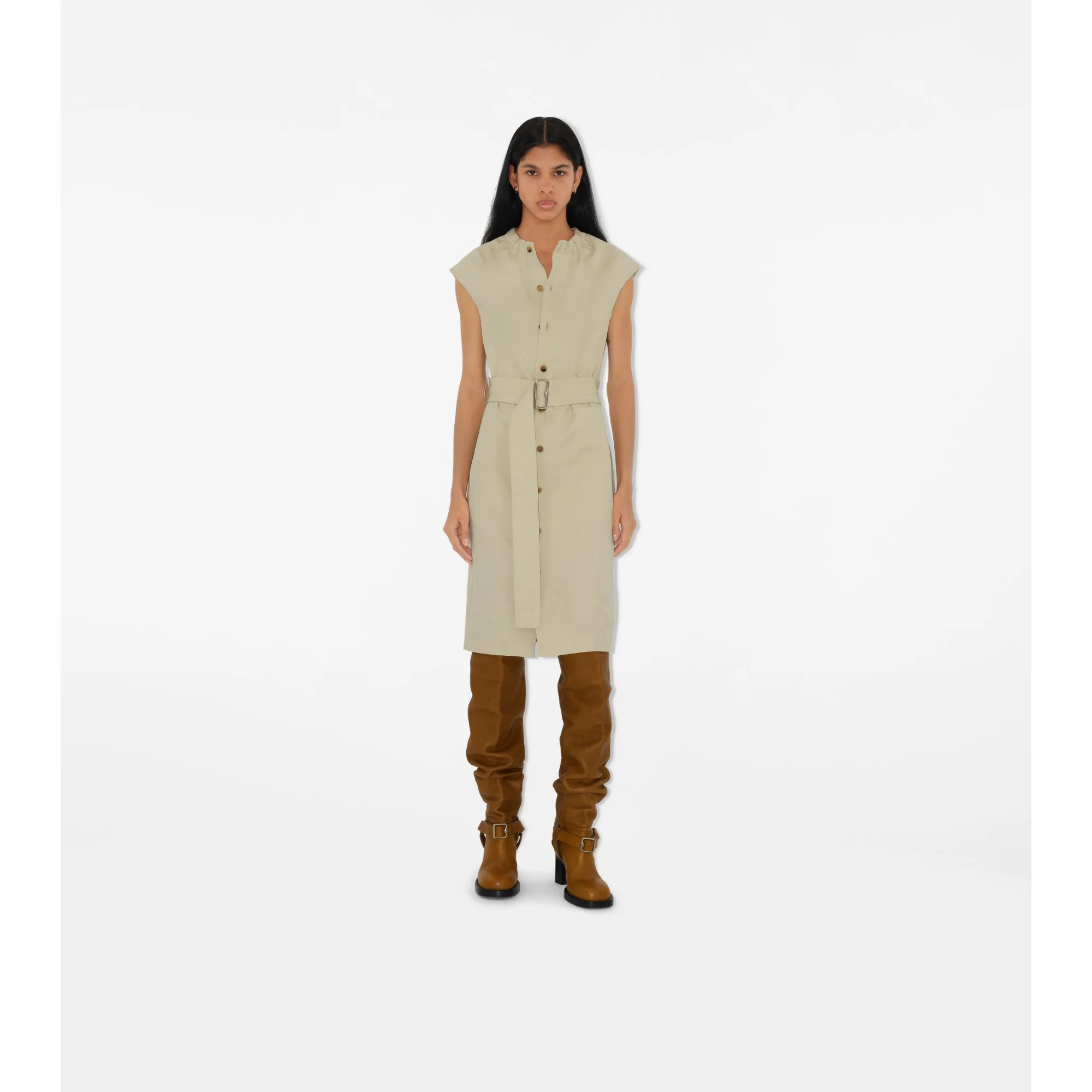 Cotton Blend Dress - Plaster - Image 2