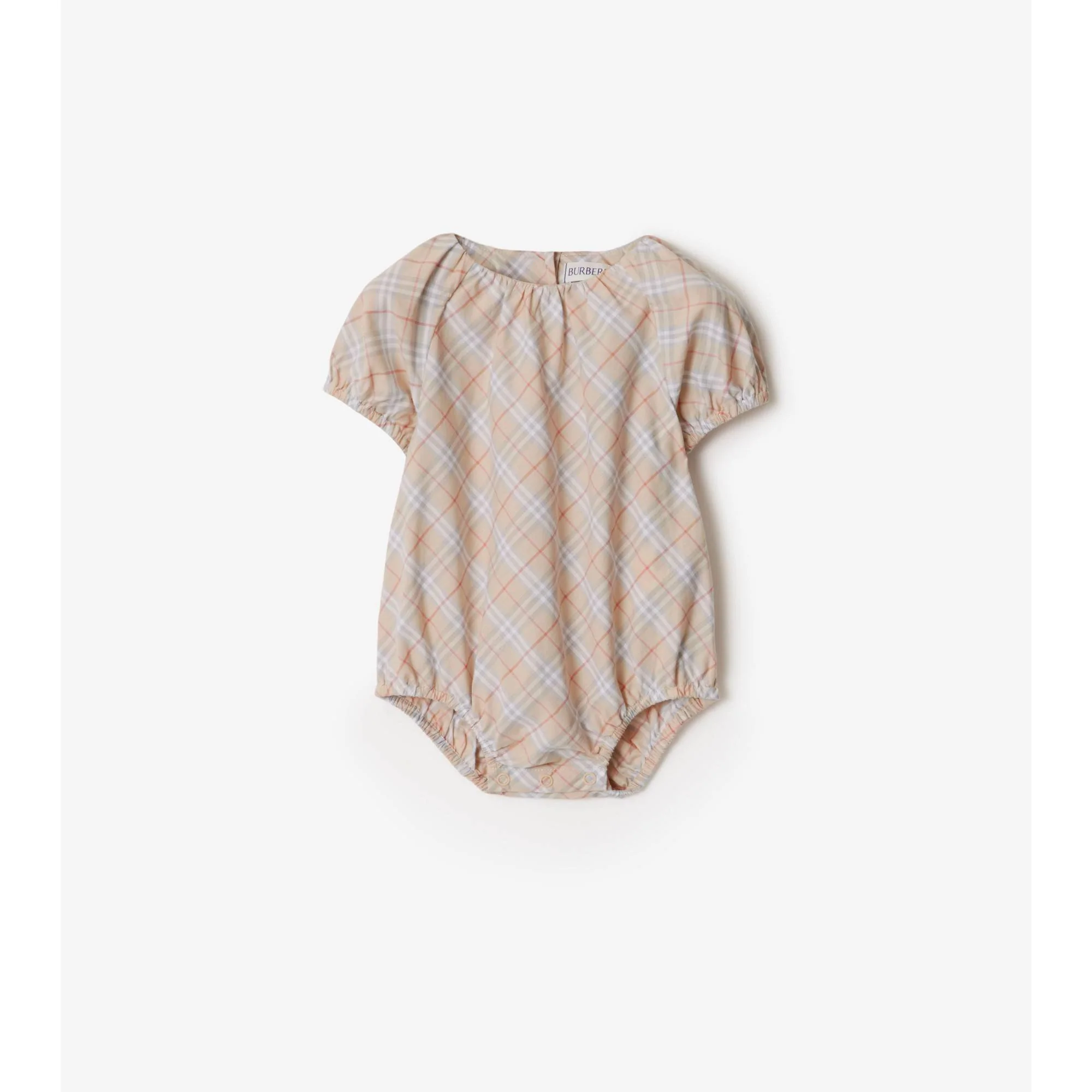 Check Cotton Bodysuit - Pale Stone IP Check