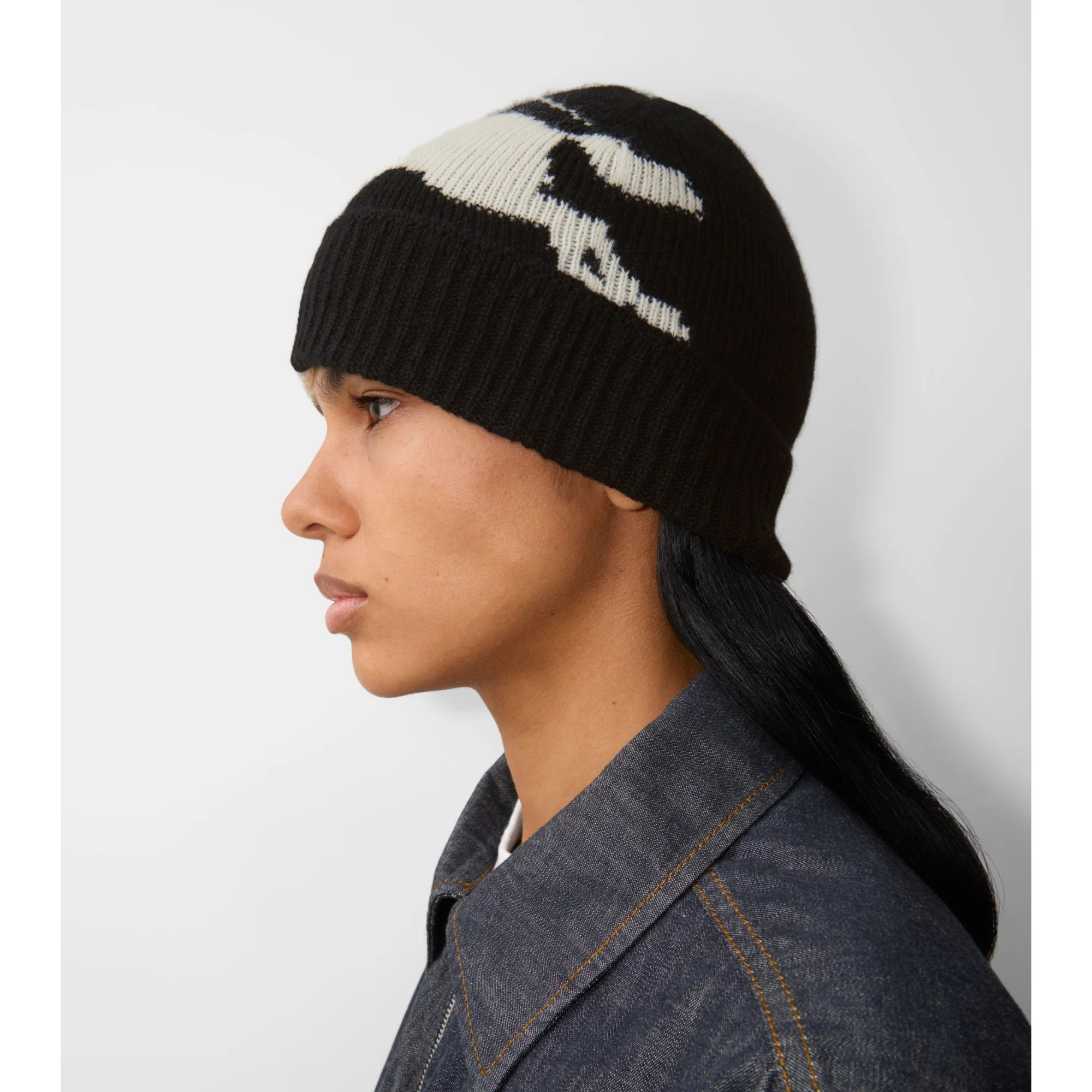 EKD Cashmere Blend Beanie - Black/Chalk - Image 3