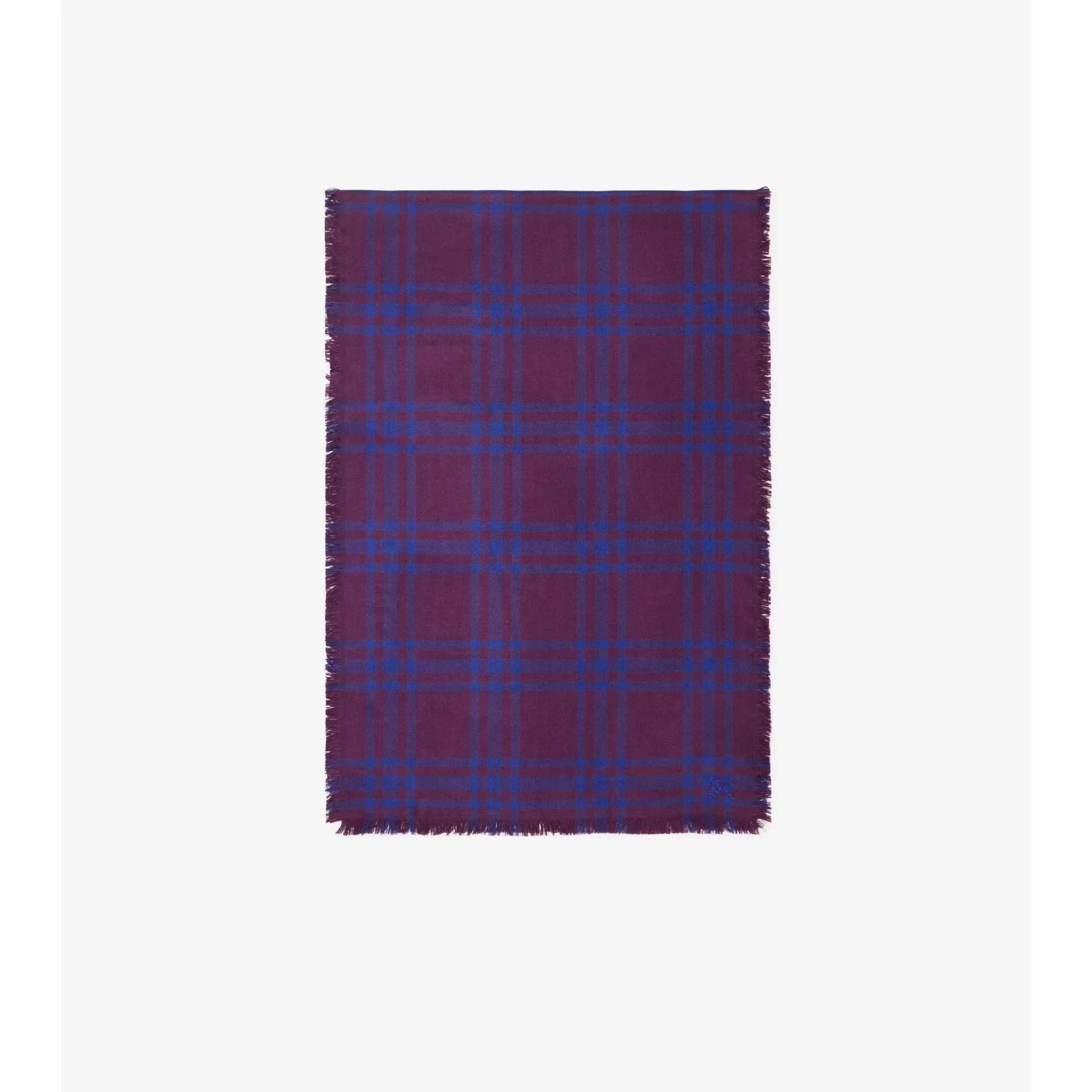 Reversible Check Wool Silk Scarf - Pansy - Image 5