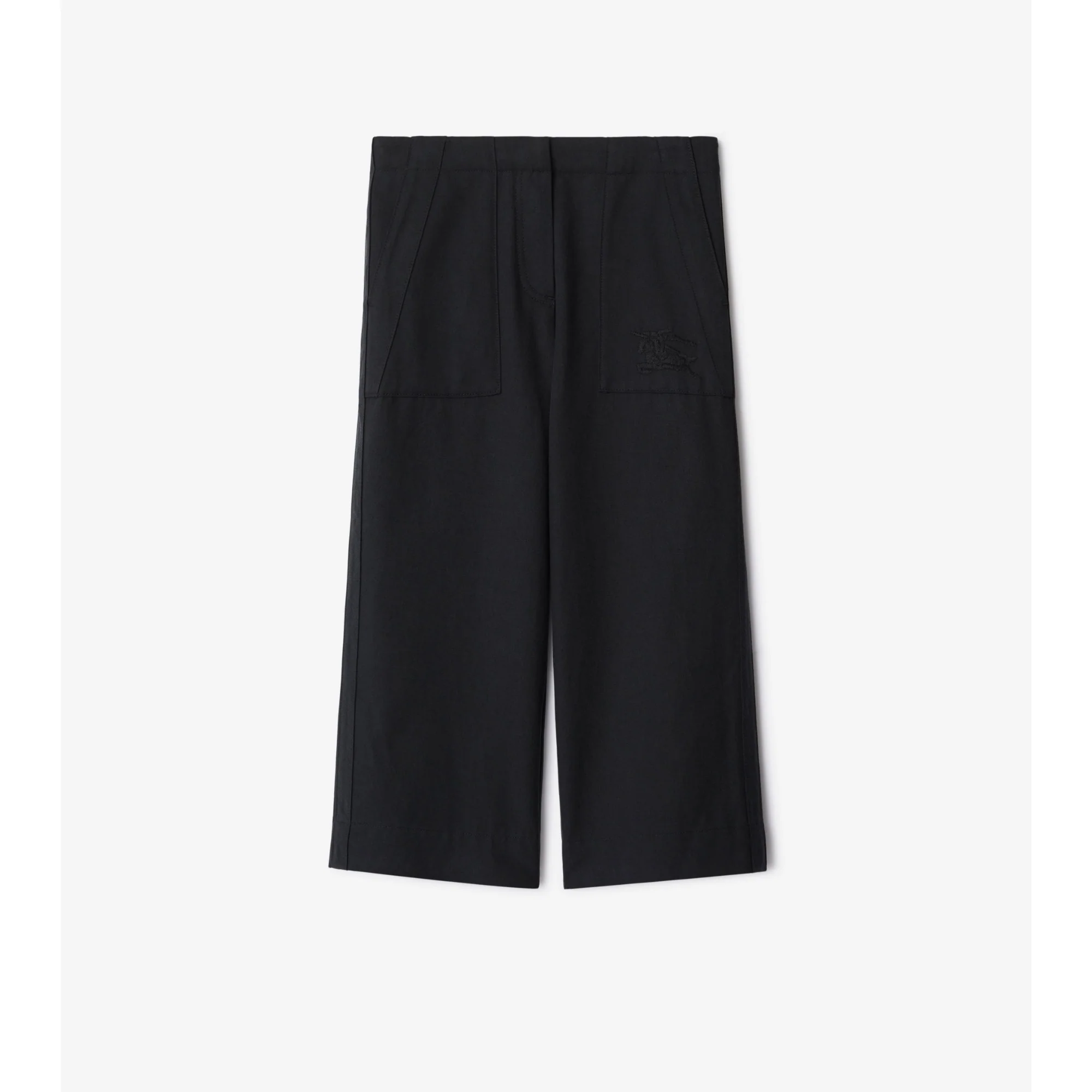 Cotton Blend Trousers - Black